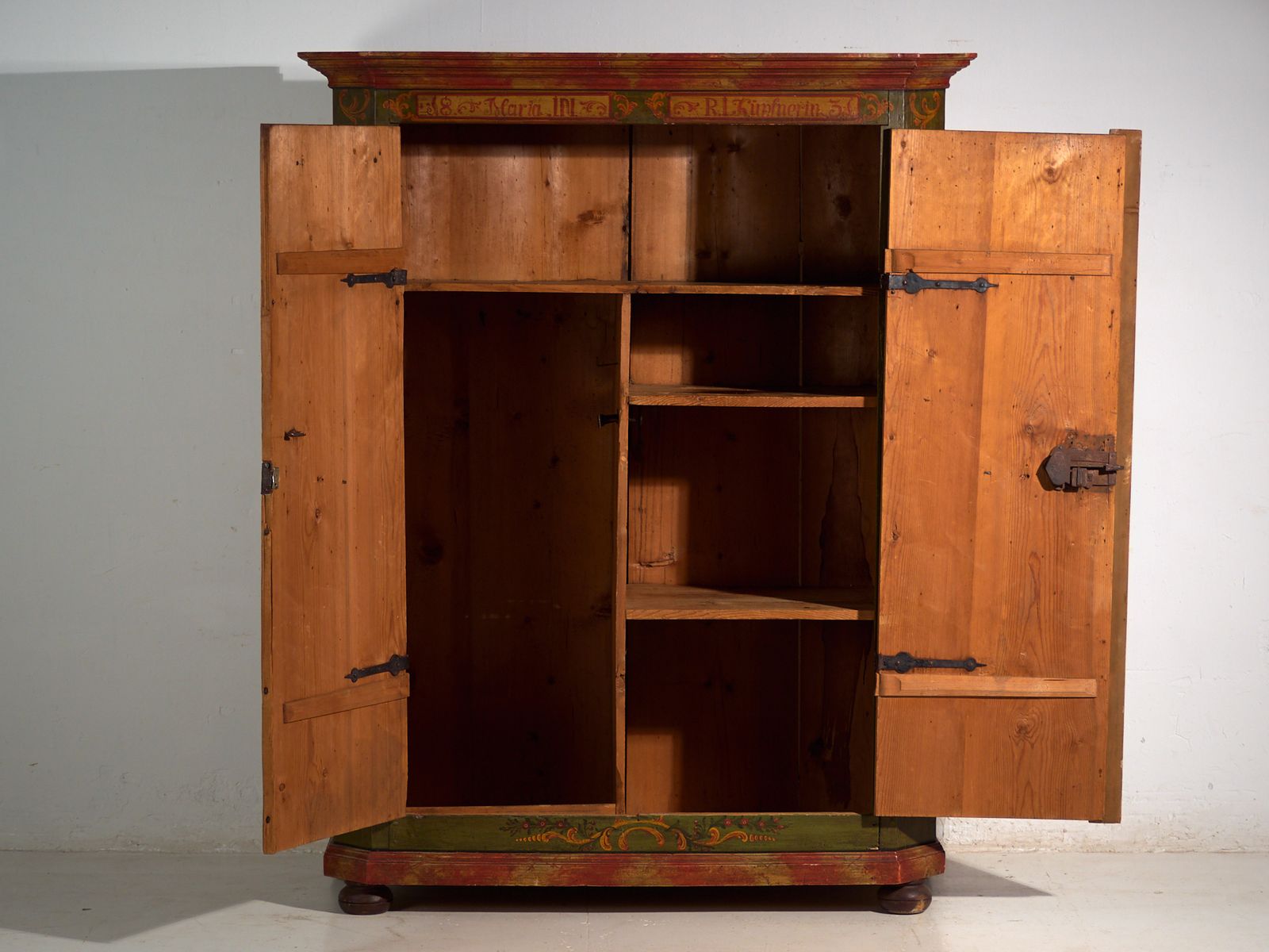 Antique Painted Armoire In Pine Wood Austria Year 1831 photo vinterior
