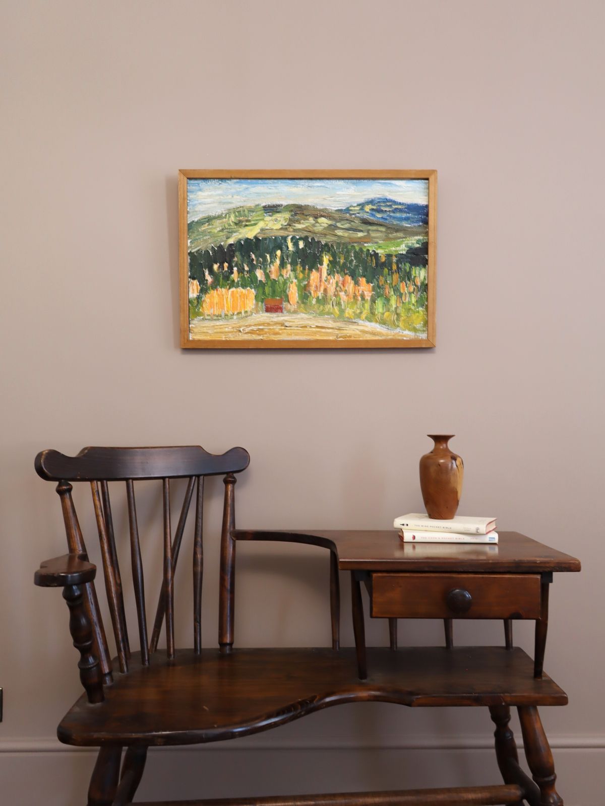 The Hills Beyond Oil Painting, 1970s photo furniture