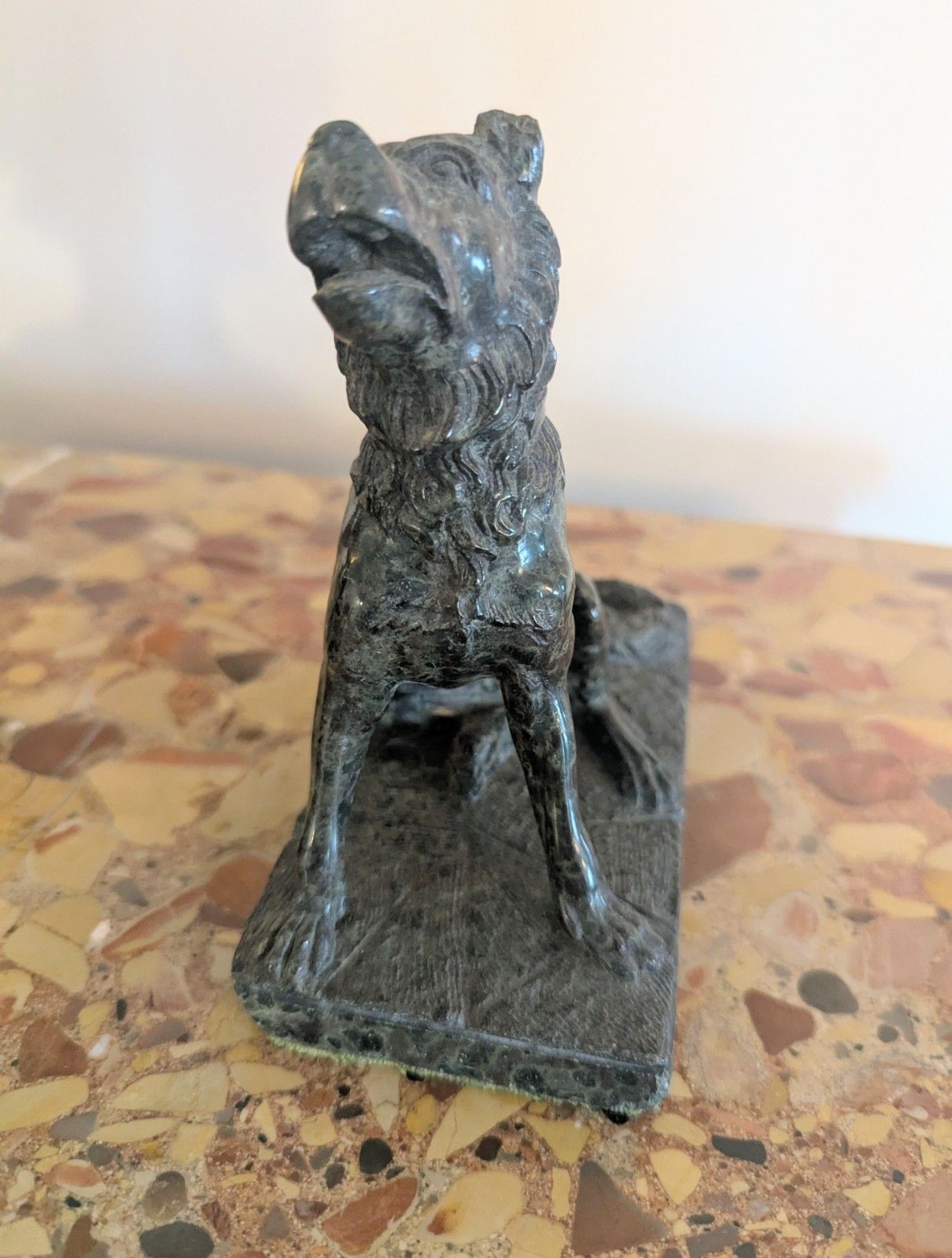 Home Decor Pair Antique Marble Serpentine Molossian Hound Bookends Delivery Available 0375. photo