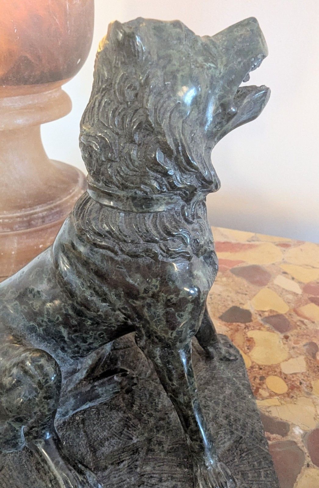 photo vinterior Pair Antique Marble Serpentine Molossian Hound Bookends Delivery Available 0375.