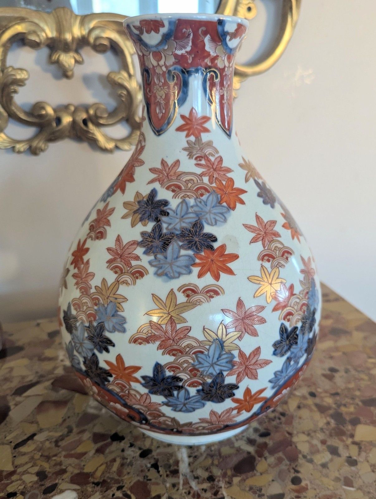 photo for sale Long Neck Japanese Imari Vase Meiji Period 1868 1912 Delivery Available 0377.