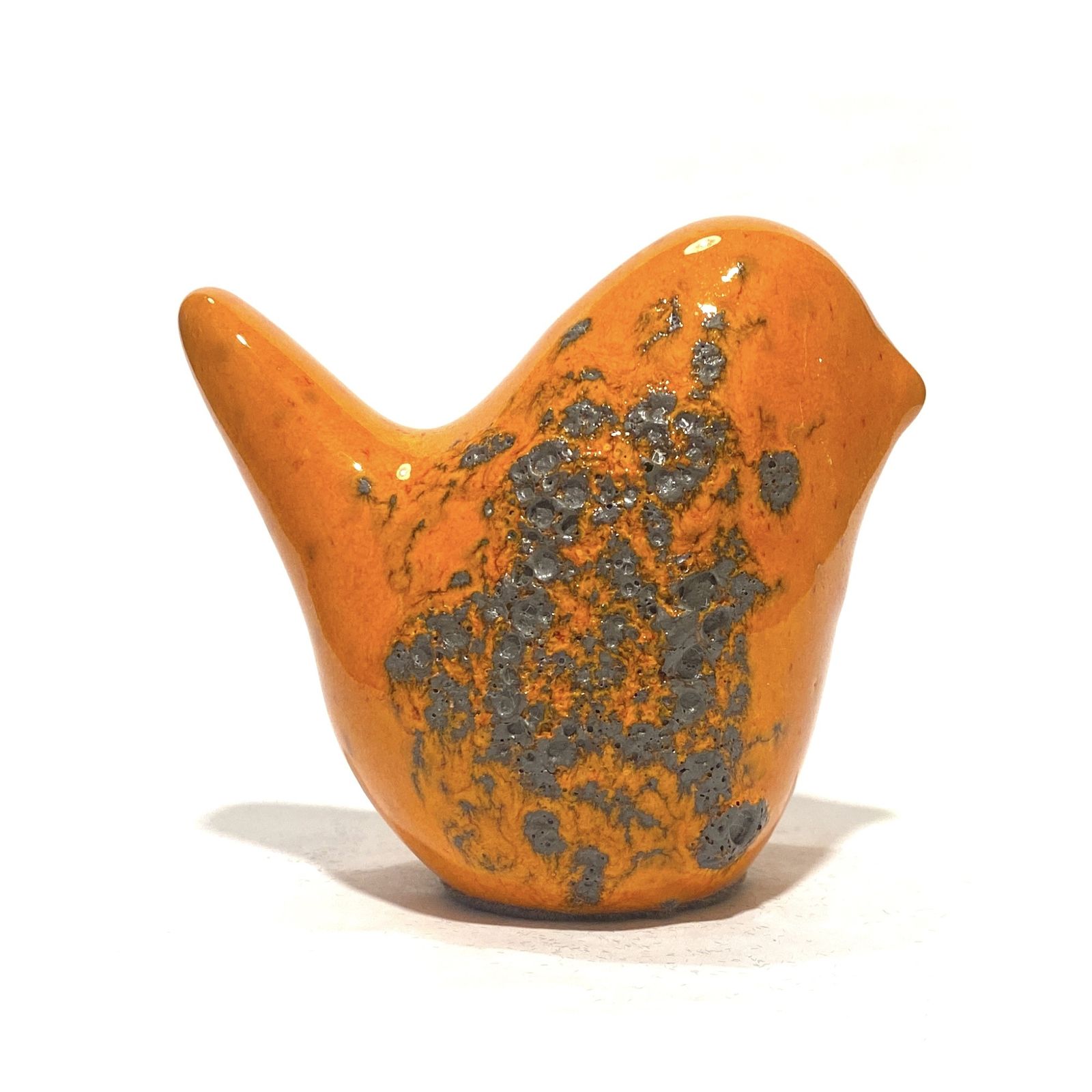 Otto Keramik vogel in oranje Fat Lava-glazuur, keramisch ornament in West German Pottery-stijl photo for sale