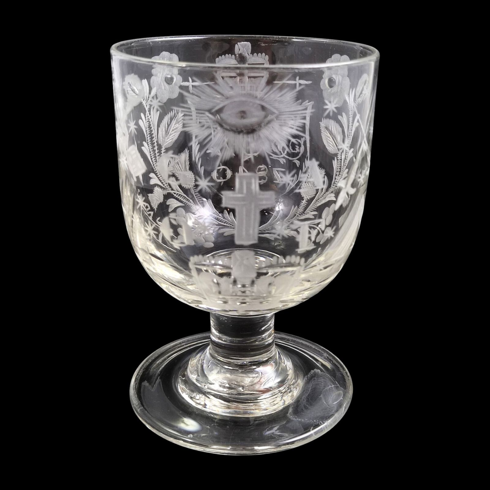 North East English Engraved Gaof Lead Glass Rummer, C.1820–1830