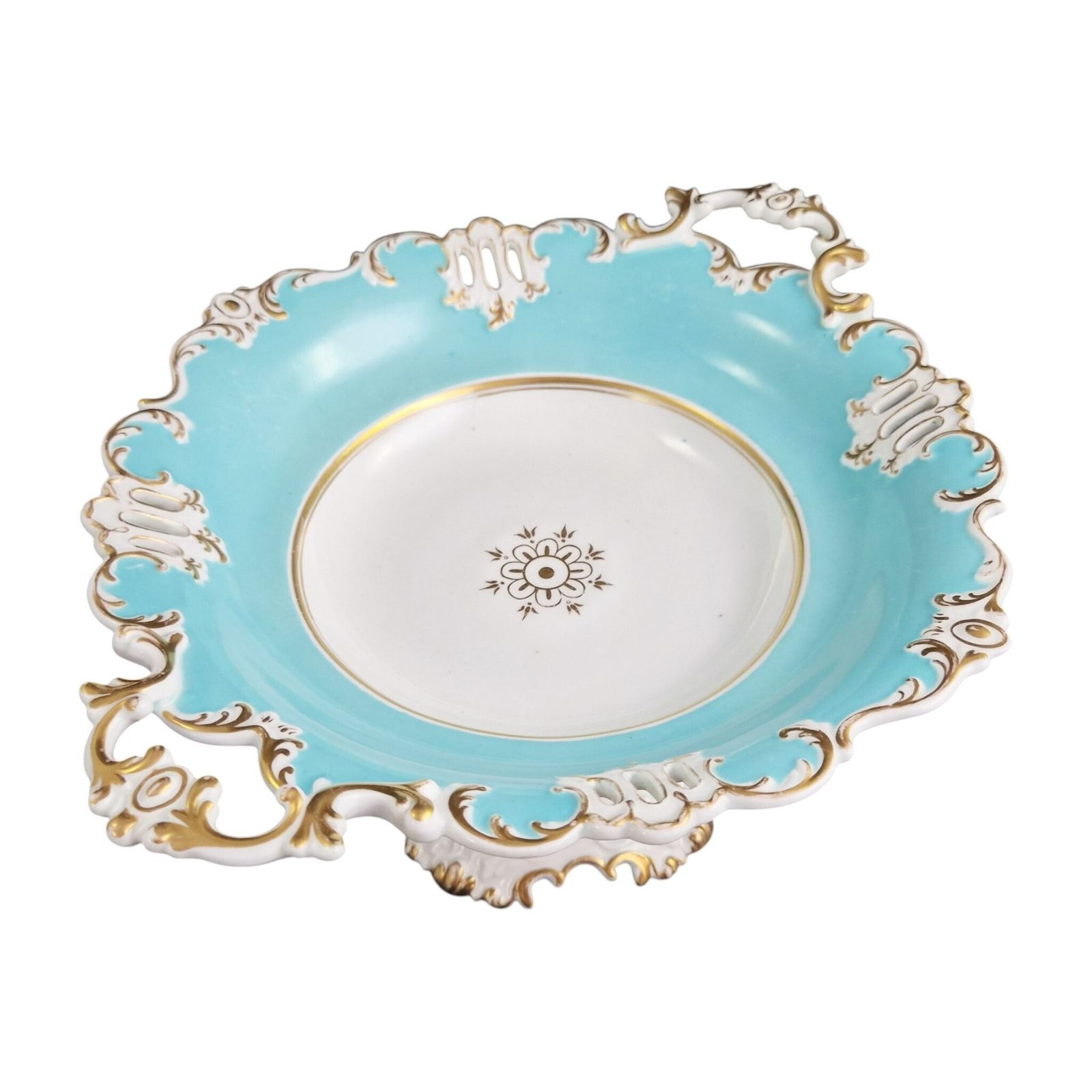 Coalport Turquoise Rococo Pedestal Bowl, C.1840–1850 photo for sale
