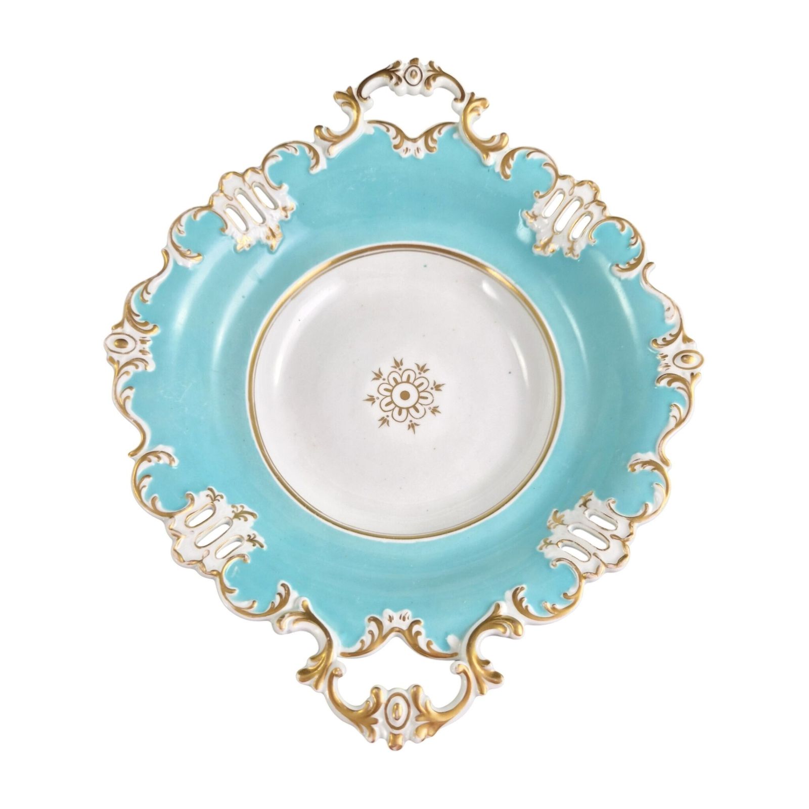 photo for sale Coalport Turquoise Rococo Pedestal Bowl, C.1840–1850