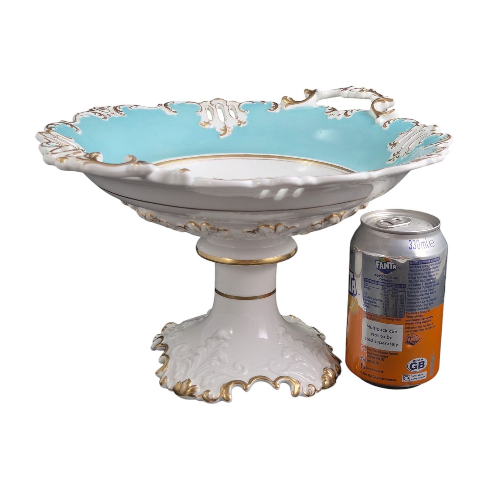450.0 Coalport Turquoise Rococo Pedestal Bowl, C.1840–1850 photo