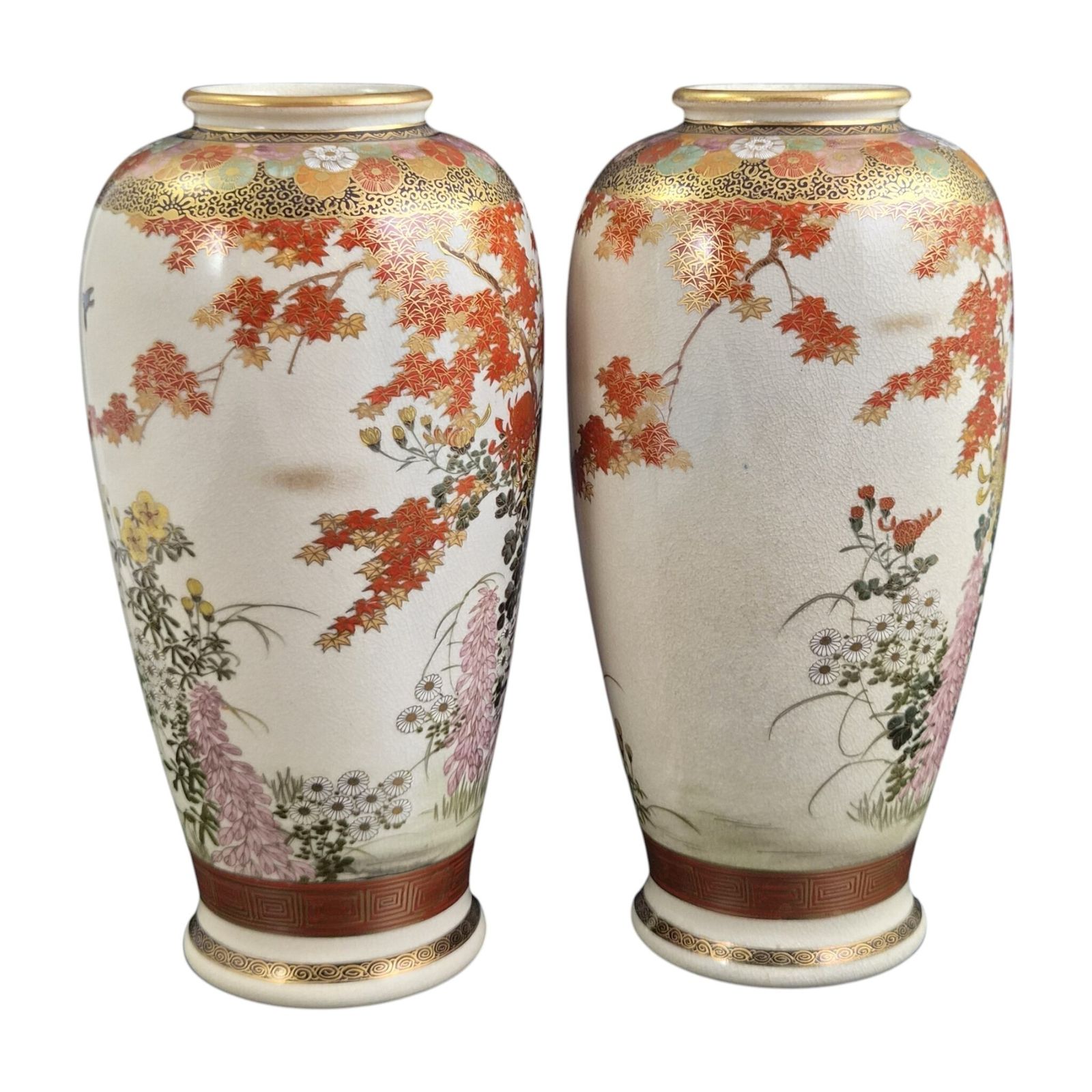 Pair Of Large Fine Japanese Satsuma Vases, Maruni Kobe, Late Meiji Period photo vinterior