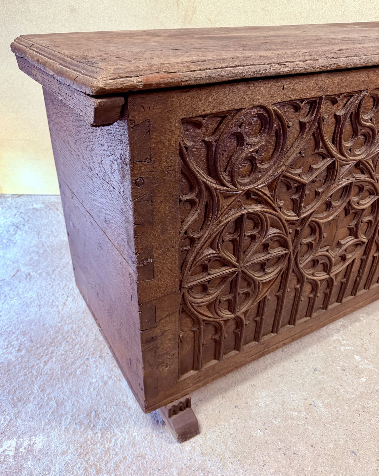 photo furniture Late 18th Century Spanish Carved Wood Chest With Gothic Decoration