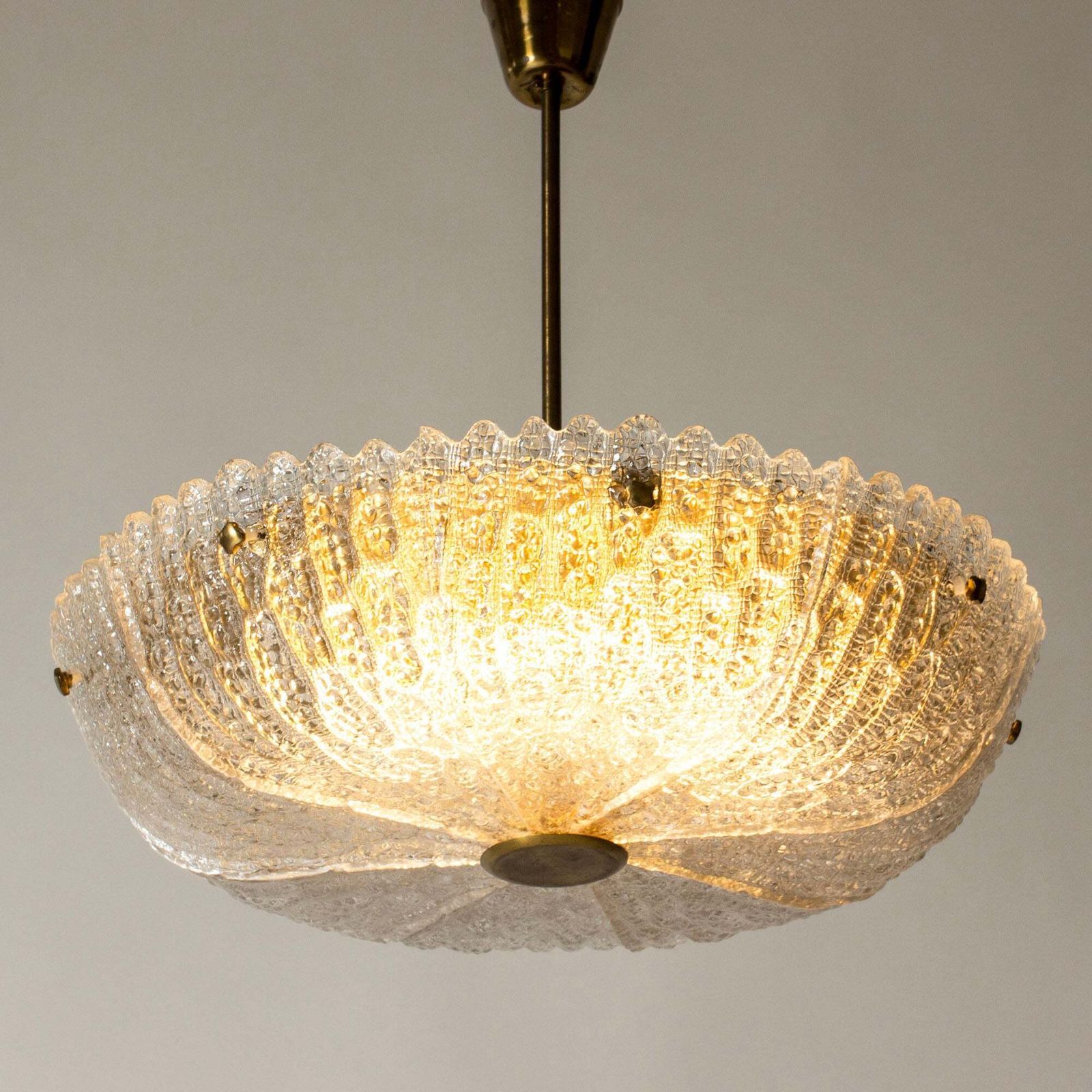 Lustre mid-century modern par Carl Fagerlund, Orrefors, Suède, années 1950 photo vintage