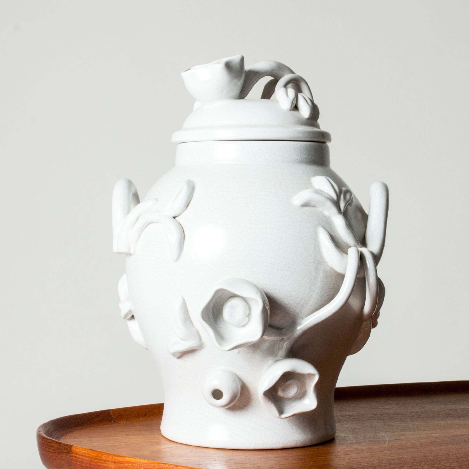 Lidded Earthenware Urn By Eva Jancke Björk, Bo Fajans, Sweden, 1930/40s photo for sale