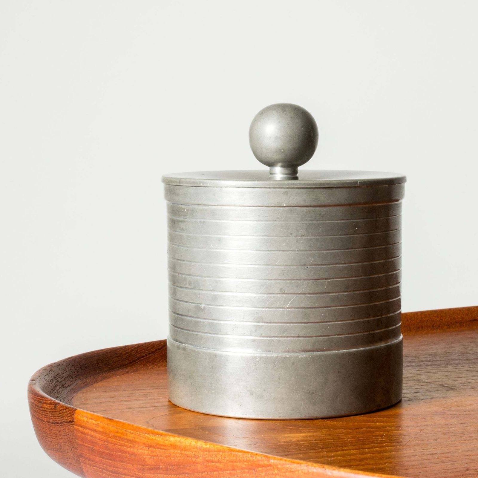Functionalist Lidded Pewter Box From Gab, Sweden, 1935 photo for sale