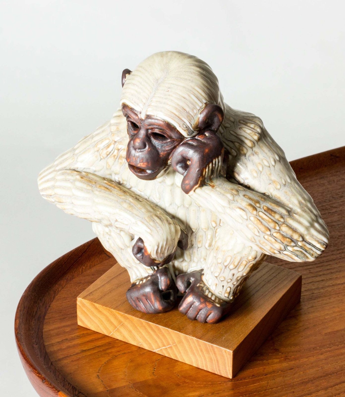 Midcentury Stoneware Monkey Sculpture, Gunnar Nylund, Rörstrand, Sweden, 1940s photo Art