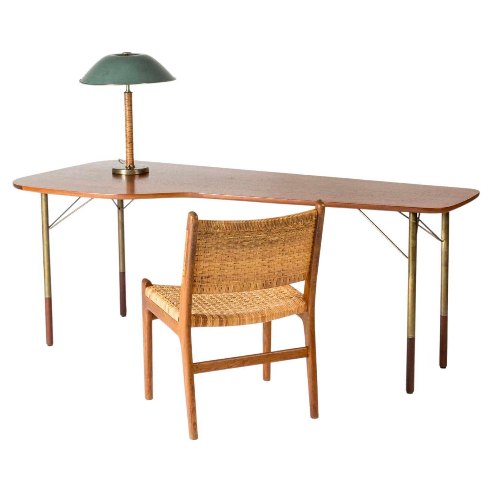 Scandinavian Modern vrijstaand teakhouten bureau, Denemarken, jaren 1950