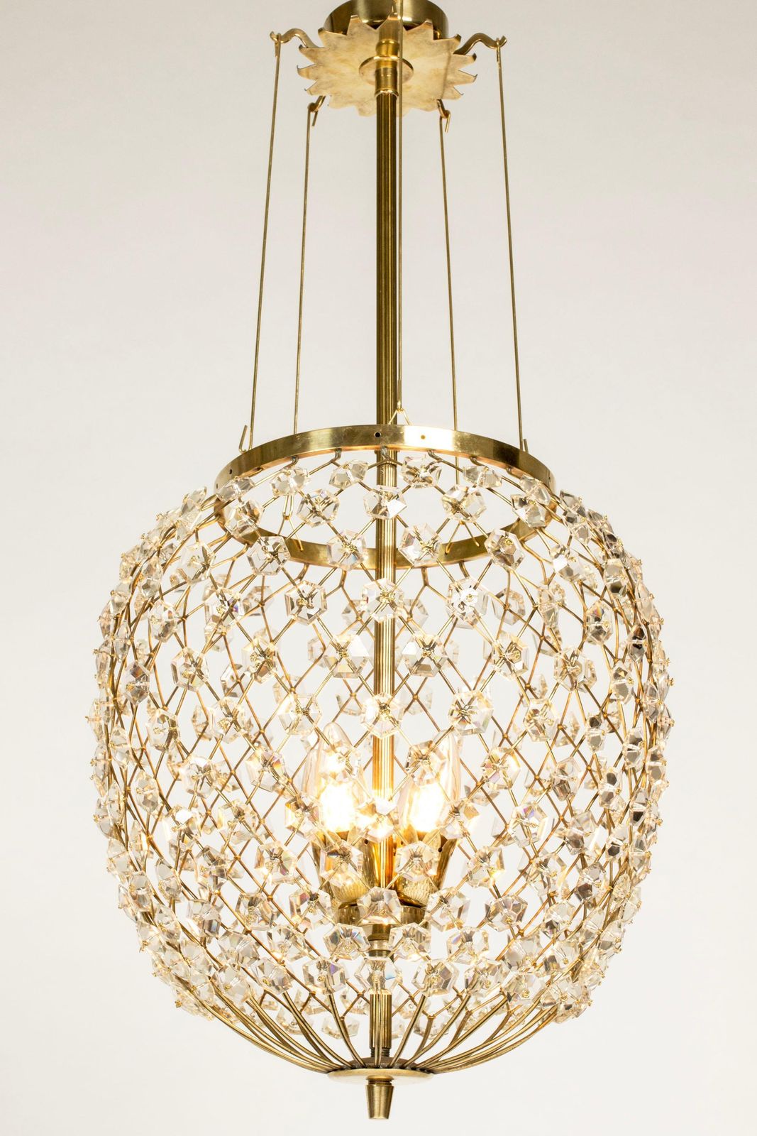 Luminaires Lustre moderne suédois par Bertil Brisborg, Nordiska Kompaniet, Suède, années 1940 photo