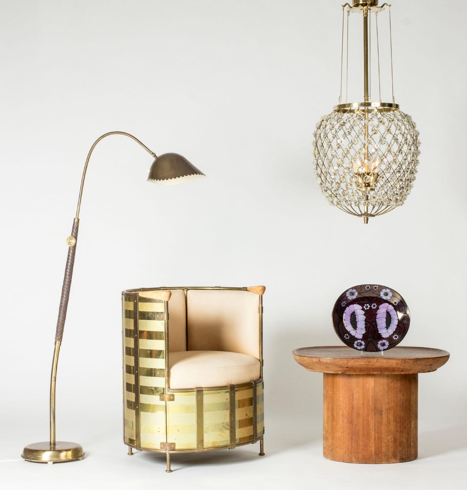 photo vintage Swedish Modern Chandelier By Bertil Brisborg, Nordiska Kompaniet, Sweden, 1940s