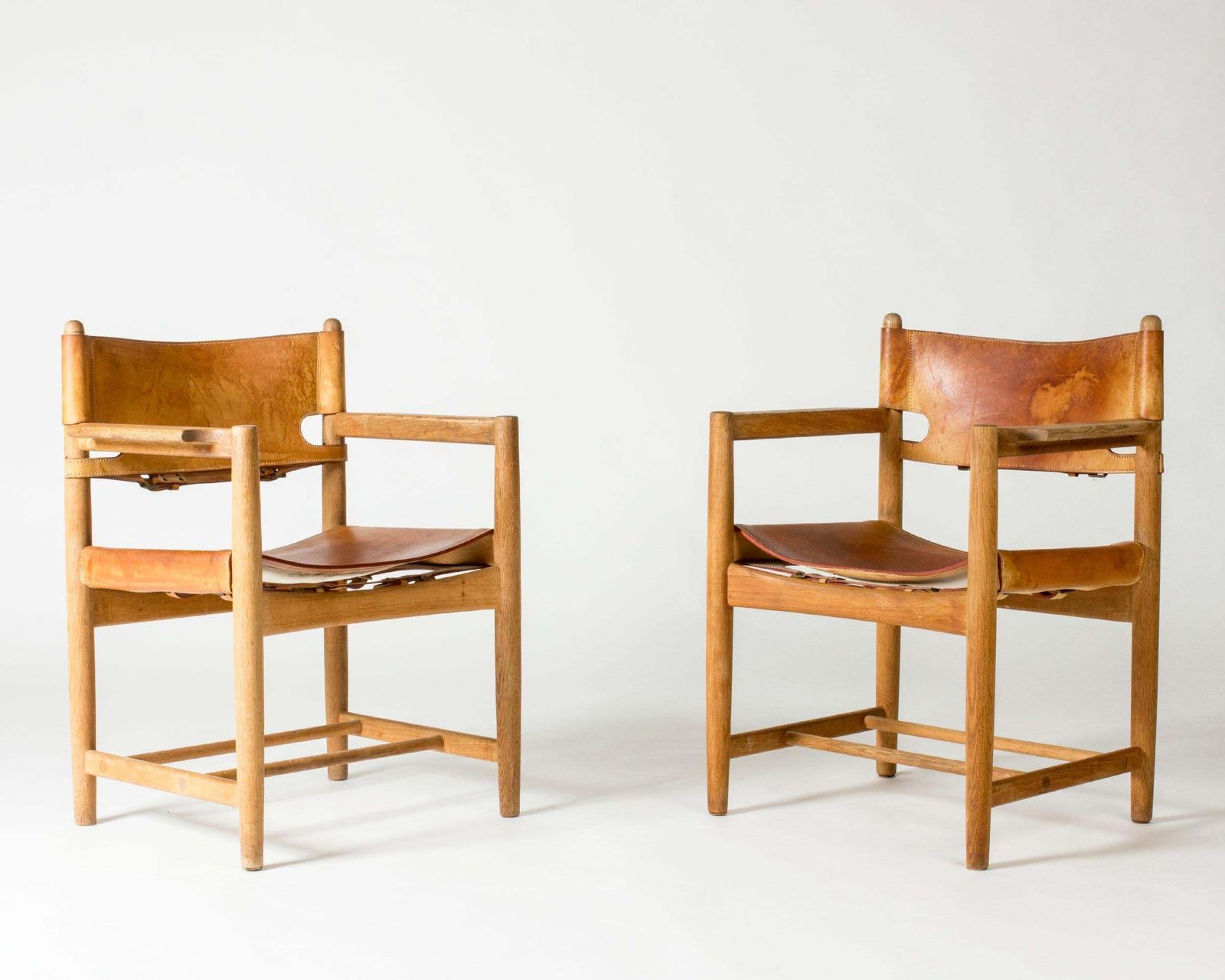 photo for sale Set Of Eight Oak And Leather Dining Chairs By Børge Mogensen, Denmark, 1960s