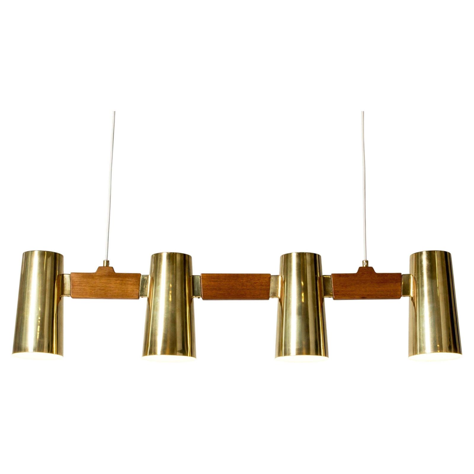 Suspension mid-century modern en teck et laiton, par Hans Bergström, Suède, années 1950