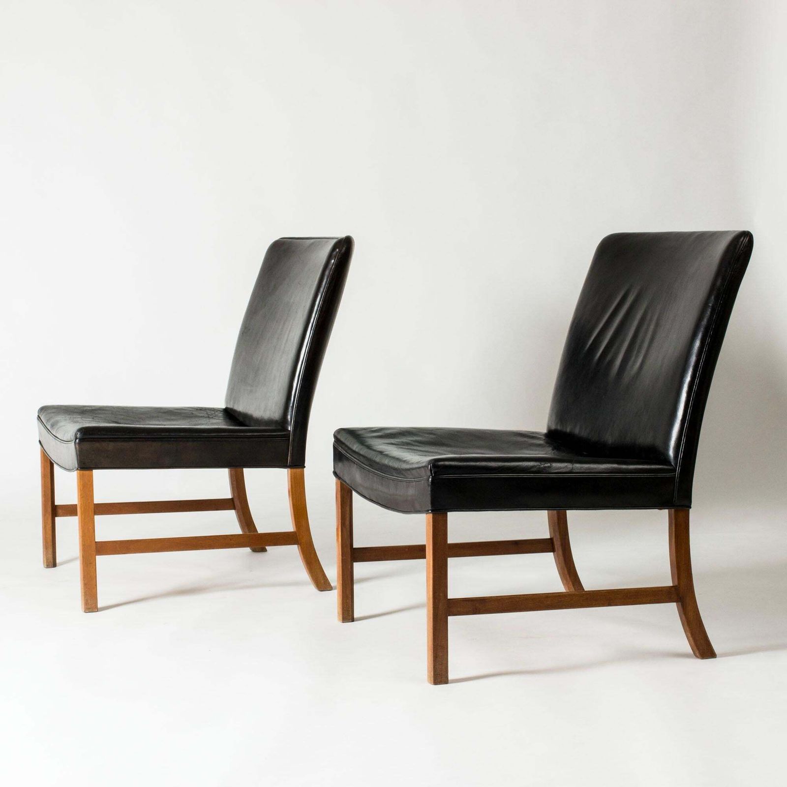 Danish Modern Mahogany And Leather Lounge Chairs By Ole Wanscher, Denmark, 1950s photo 12442.0