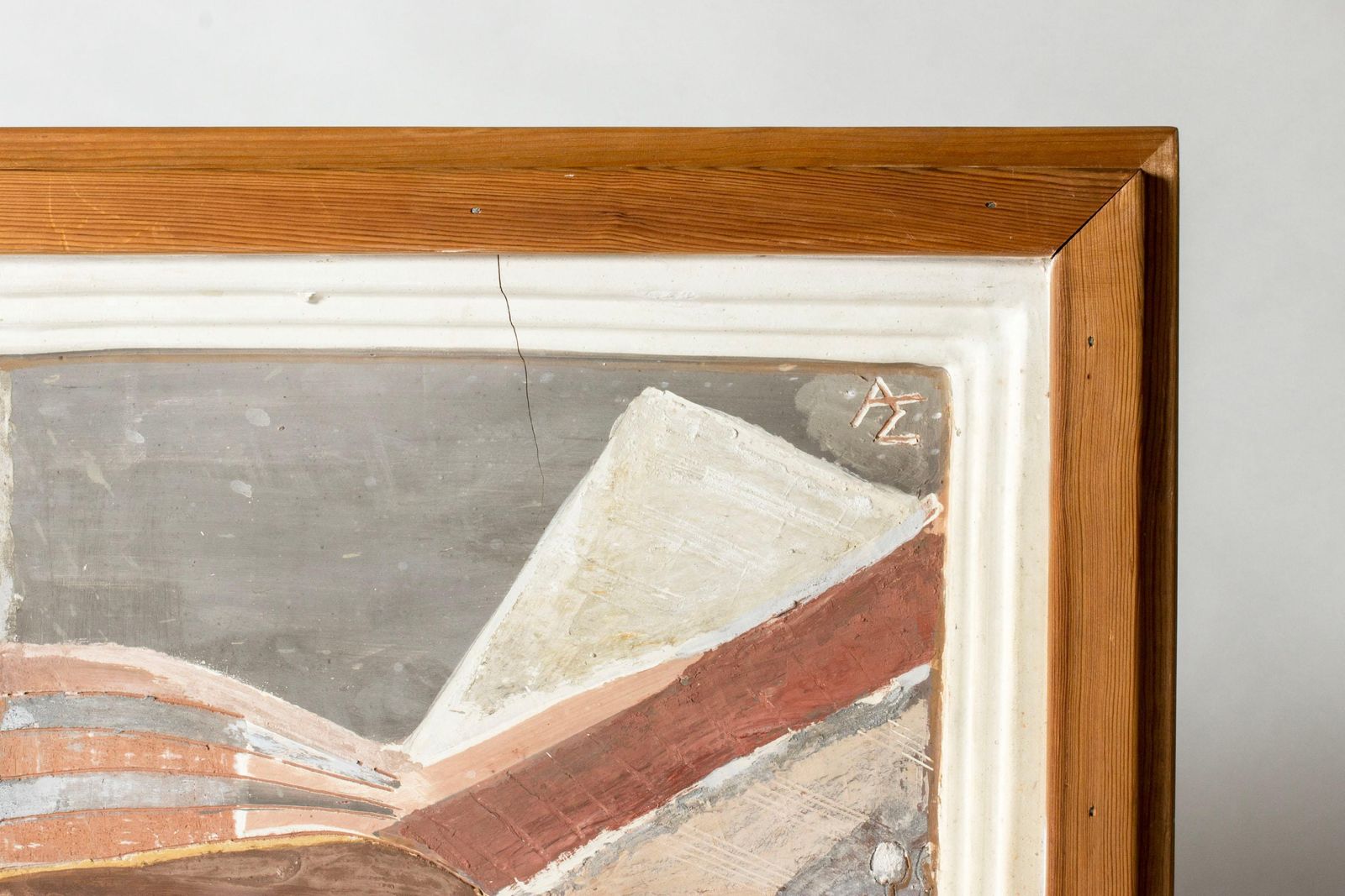 Zweedse modernistische stillevenwandreliëf in terracotta van Allan Ebeling photo Kunst