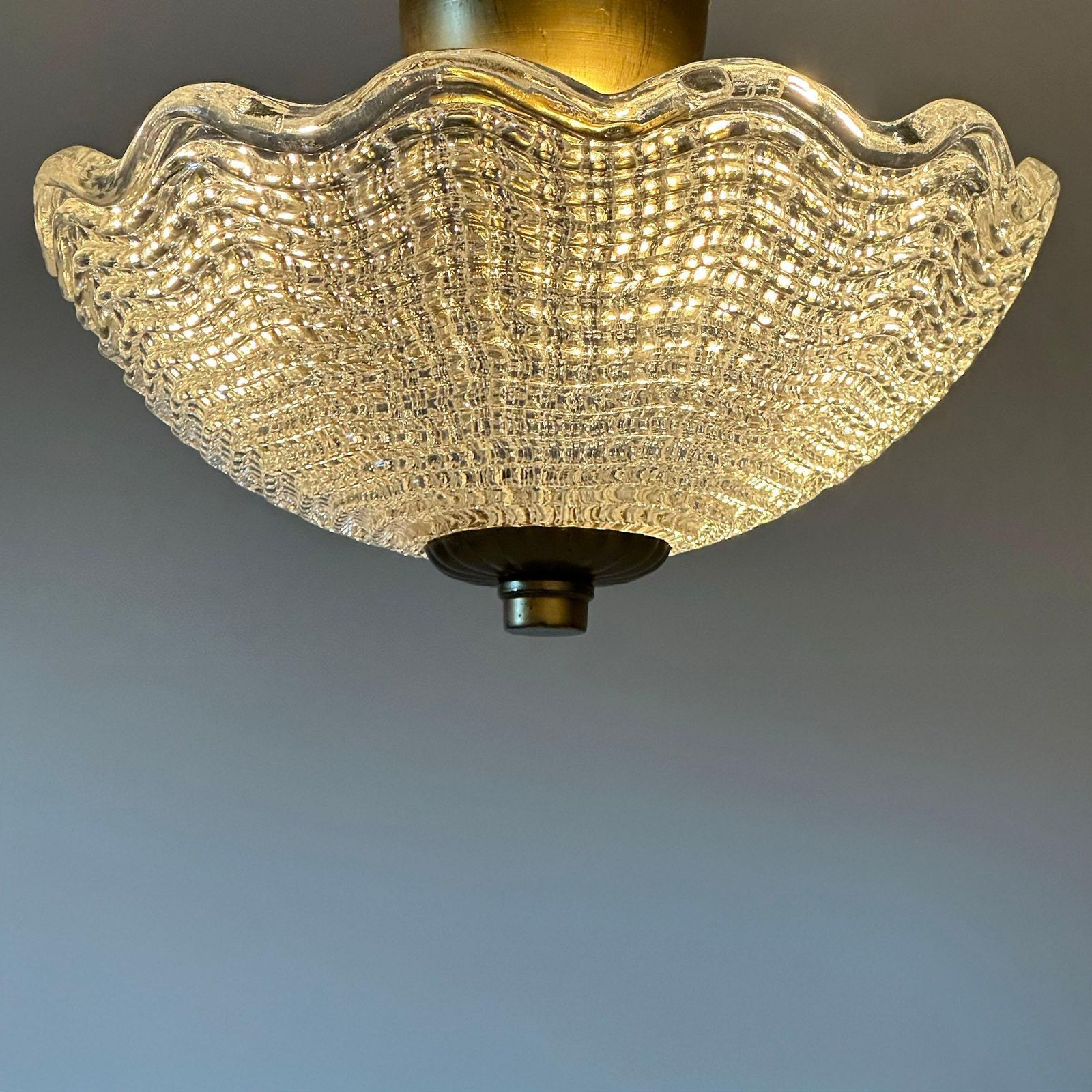 Plafonnier scandinave moderne en verre cristal par Carl Fagerlund, Orrefors, Suède, années 1940 photo 1113.0