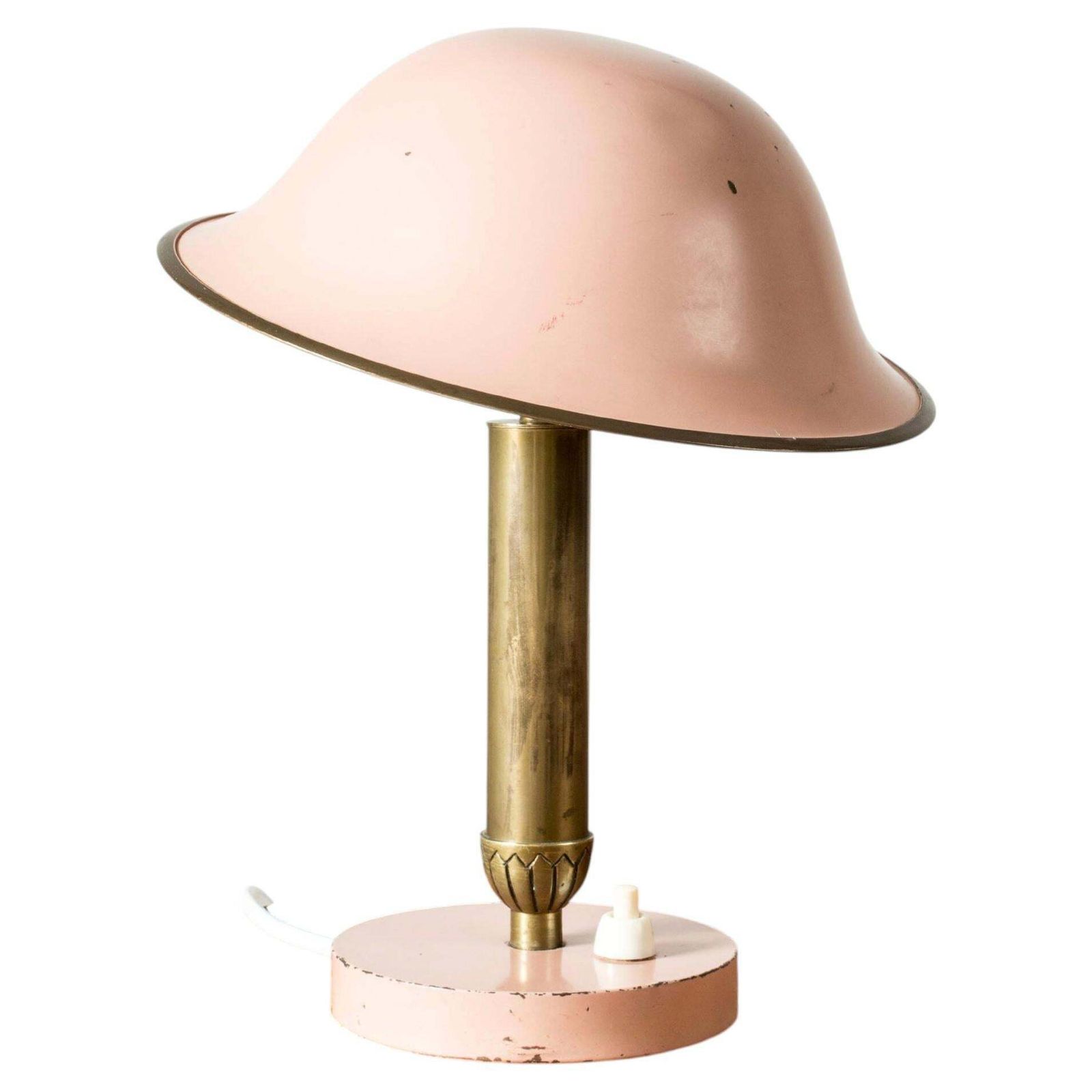 Scandinavian Modern Table Lamp By Boréns, Brass & Pink Lacquer, 1930s
