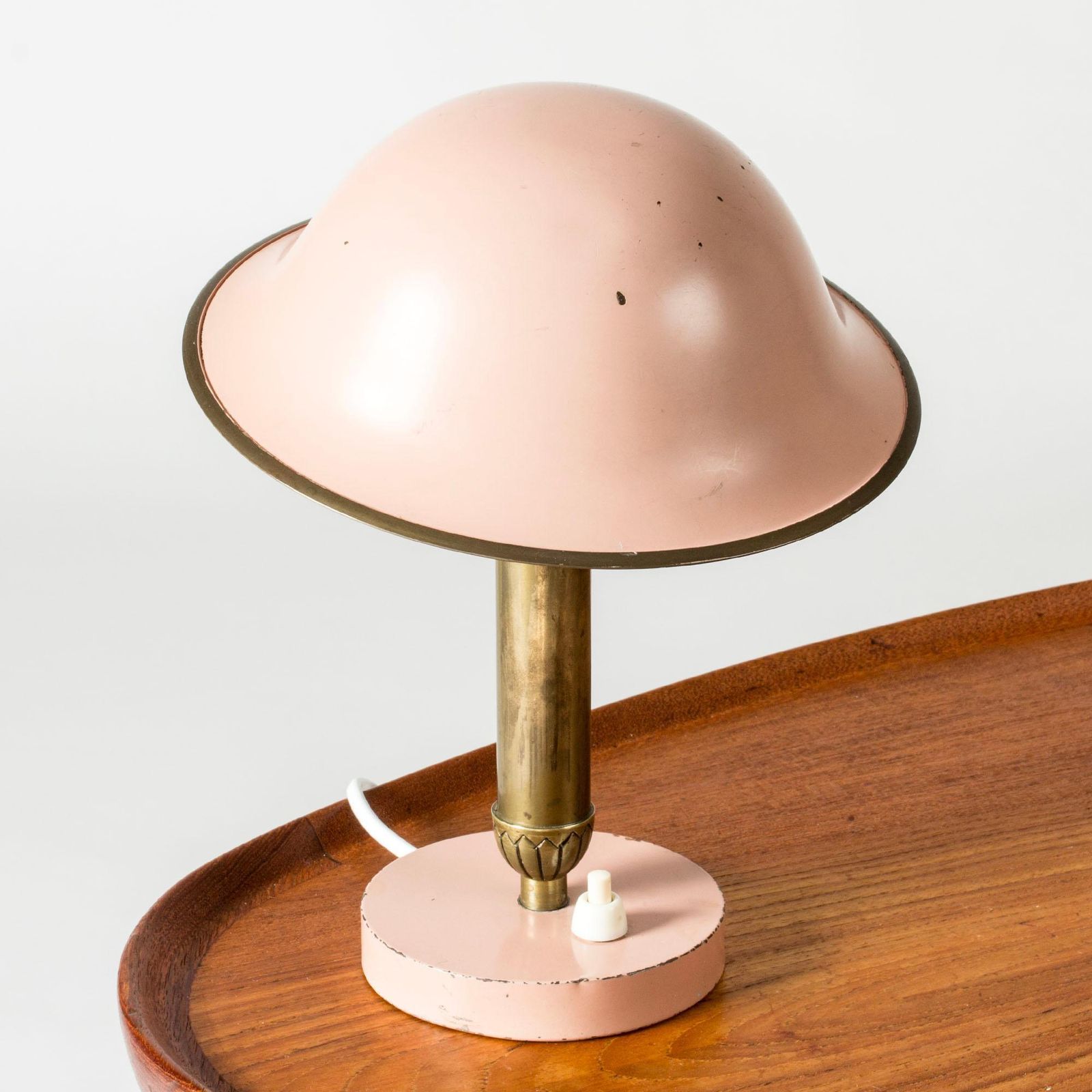 Scandinavian Modern Table Lamp By Boréns, Brass & Pink Lacquer, 1930s photo 2554.0