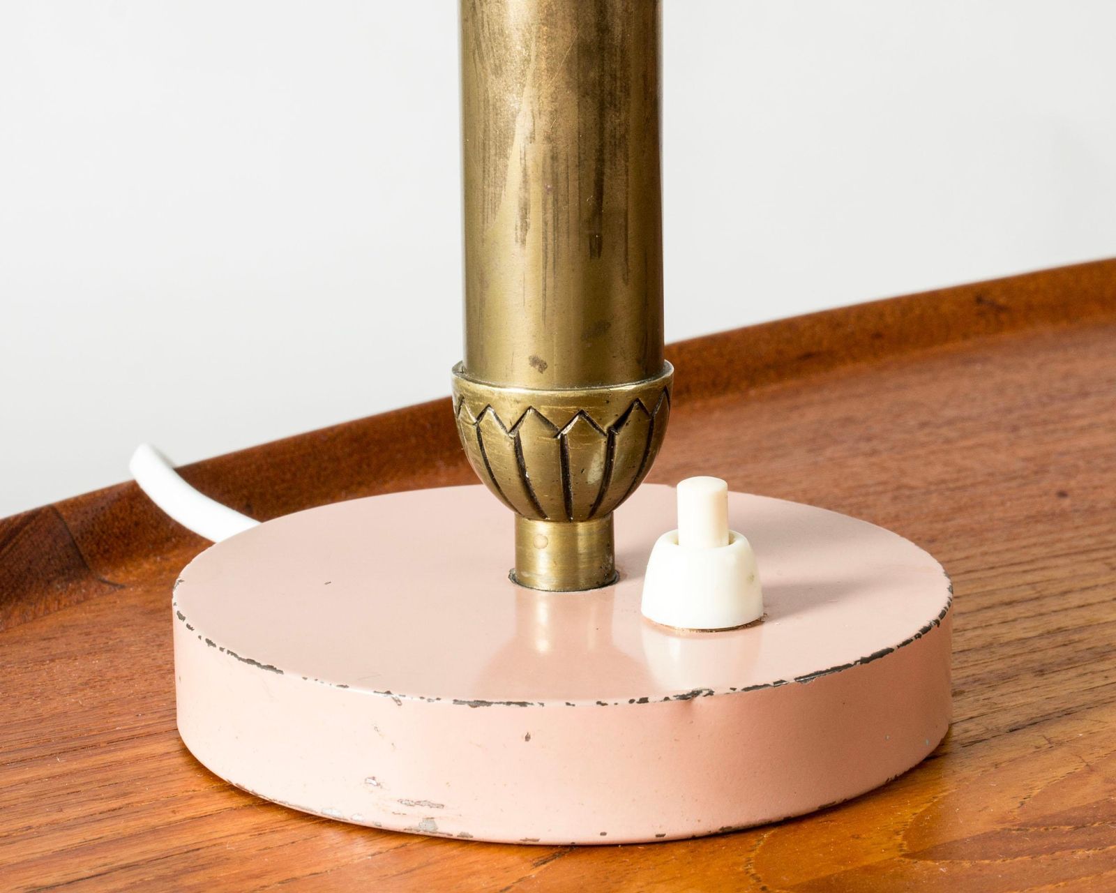 Scandinavian Modern Table Lamp By Boréns, Brass & Pink Lacquer, 1930s photo vintage