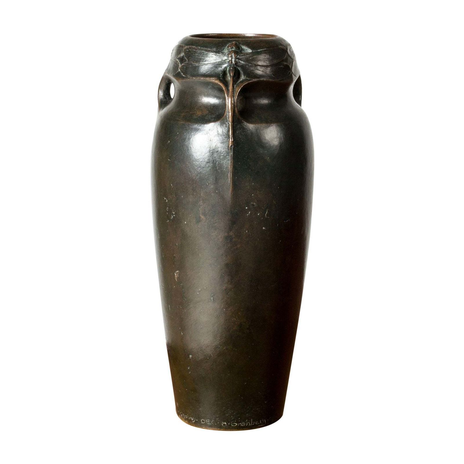 Art Noveau Bronze Vase By A. Granberg For Hugo Elmqvist, Sweden, Ca 1900