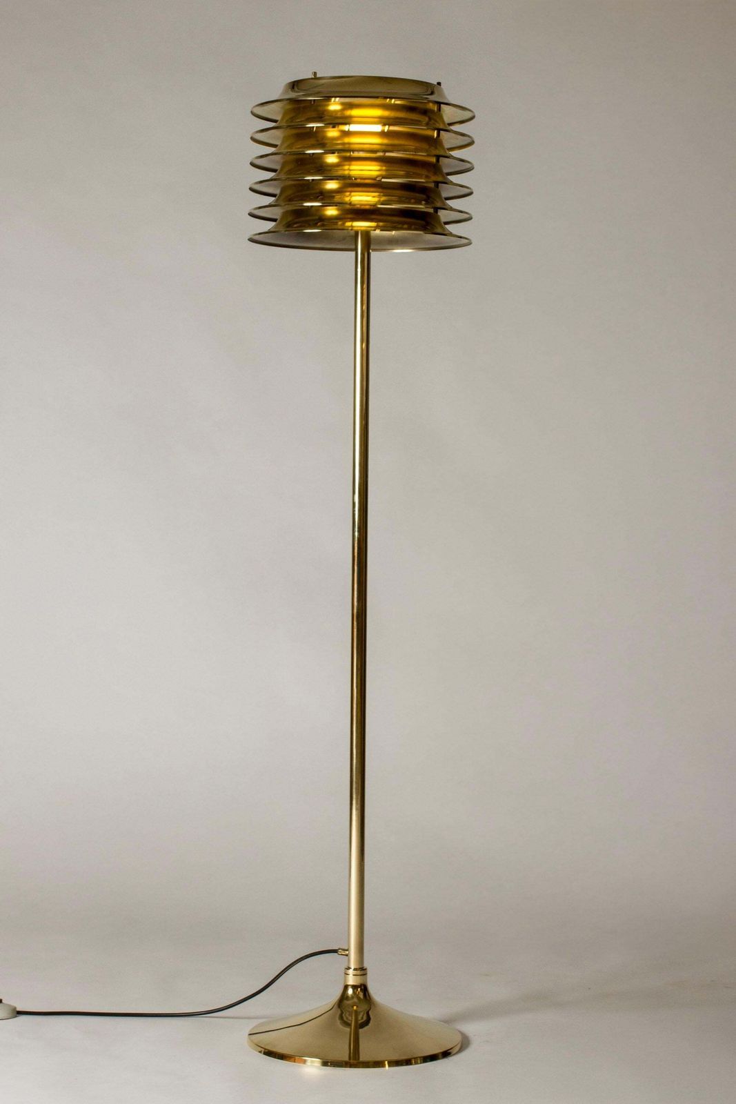 Finnish Midcentury Modern Brass Floor Lamp By Kai Ruokonen For Orno, 1970s photo vinterior