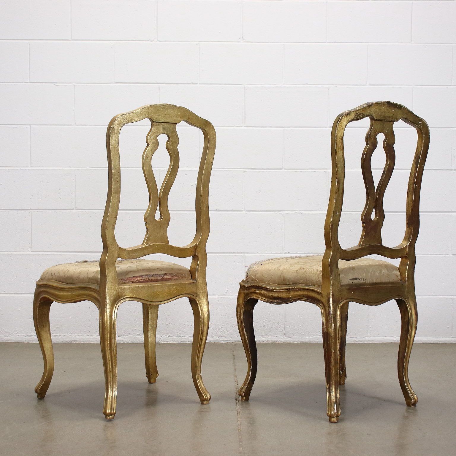 Pair Of Chairs Padded Gilded Wood Italy XX Century photo buy