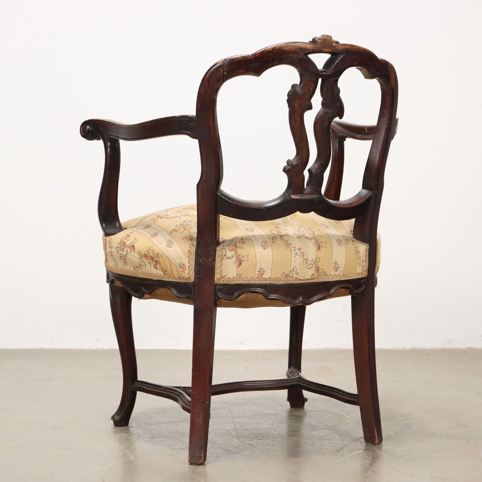 Fauteuil Barokstijl Walnoot Italië XX Eeuw photo vintage