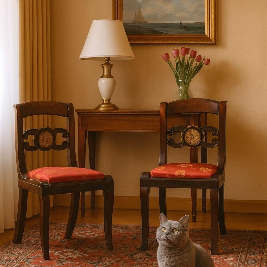 Paire de chaises Directoire en noyer   Italie, fin du XVIIIe au début du XIXe siècle photo furniture