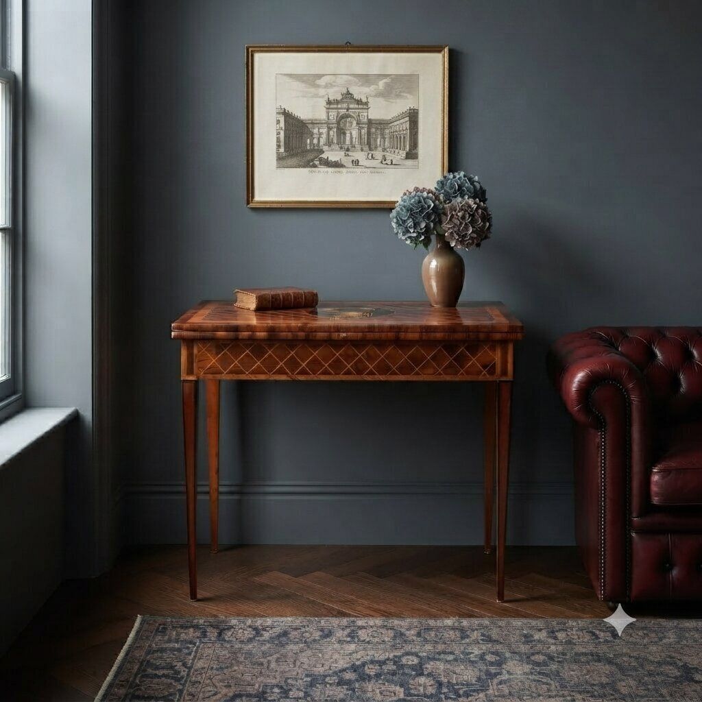 Table de jeu d'époque en essences multiples, Italie, XVIIIe siècle photo furniture
