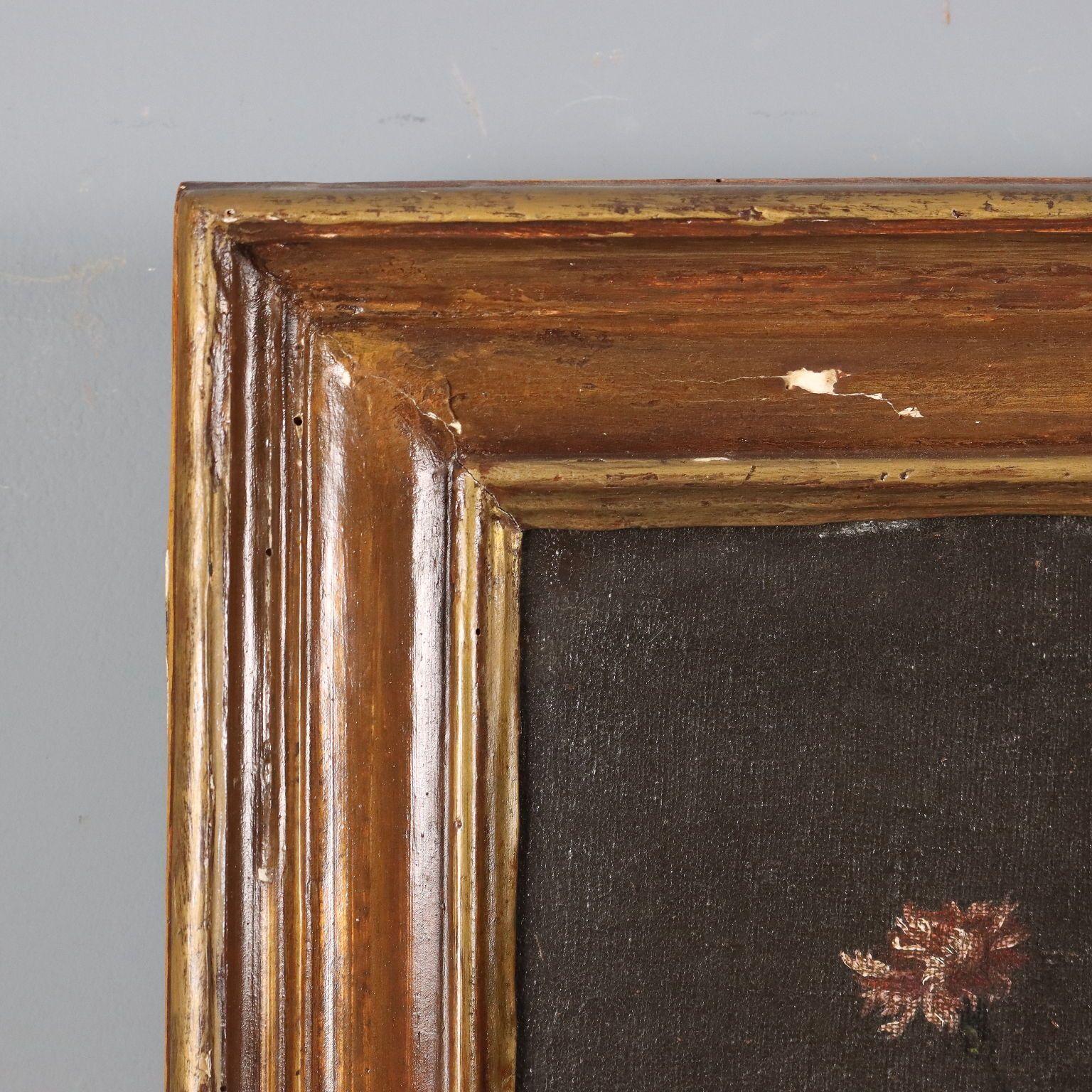 Peinture d'époque, huile sur toile, fleurs et fruits, XIXe siècle photo vintage