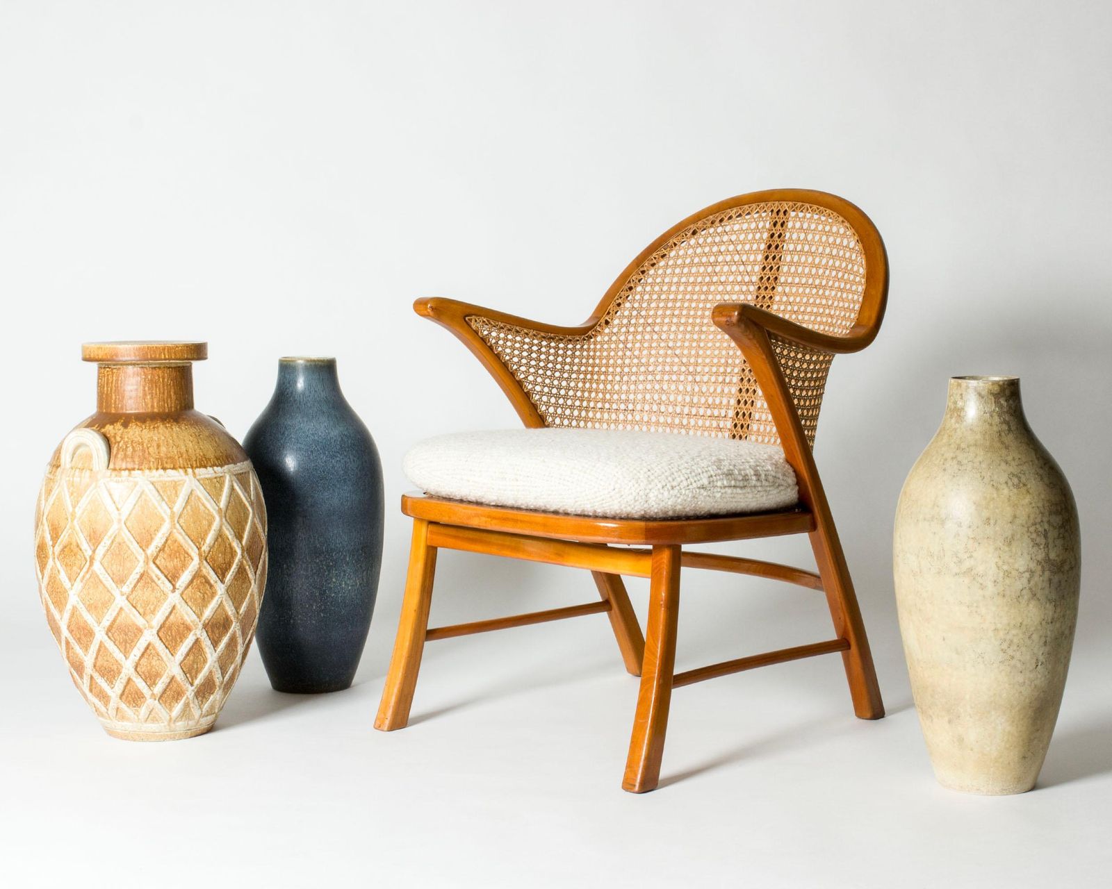 Vintage Mid-Century Stoneware Vloervaas van Gunnar Nylund, Zweden, jaren 1940 photo vintage