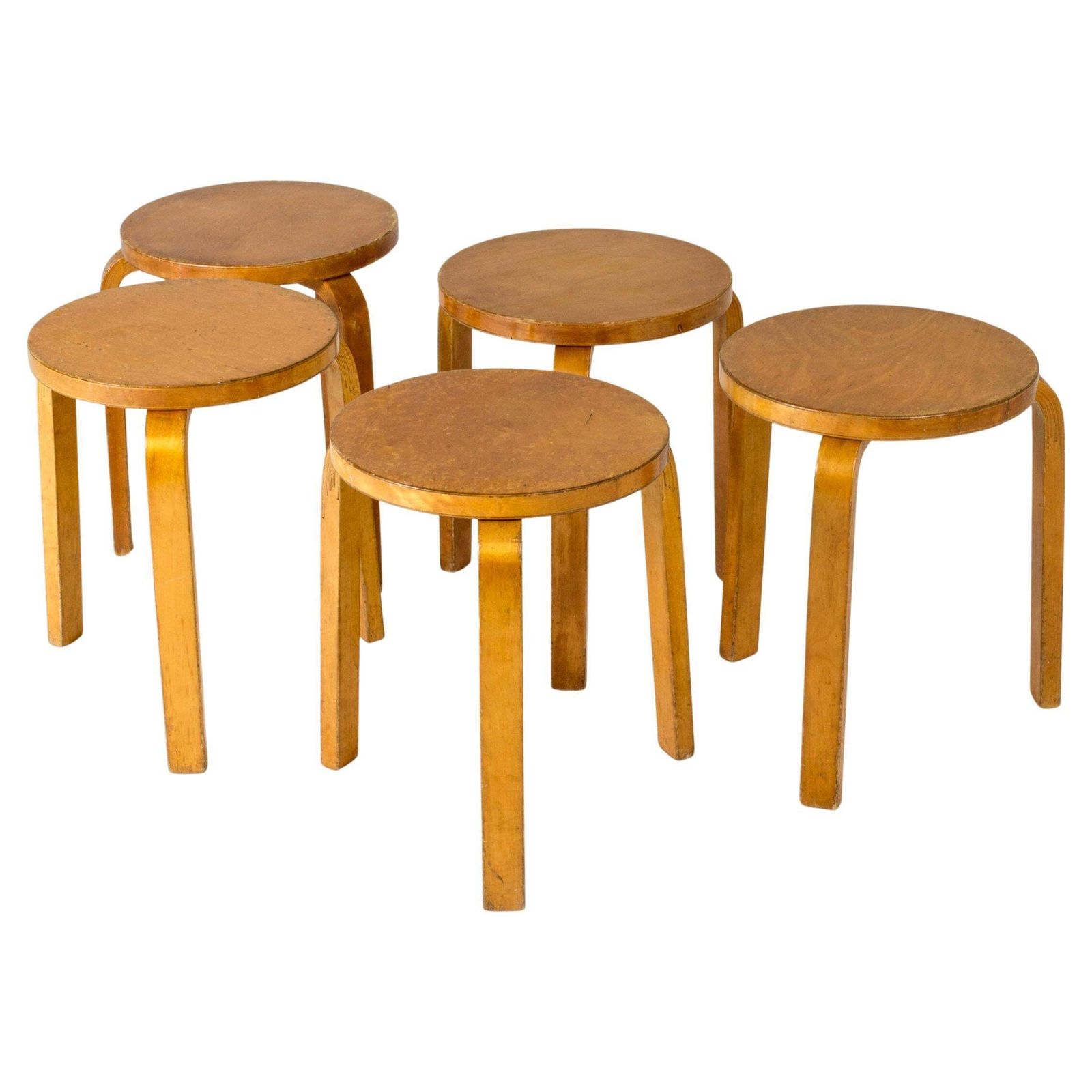 Midcentury Modern Stools By Alvar Aalto, Sweden, 1940s