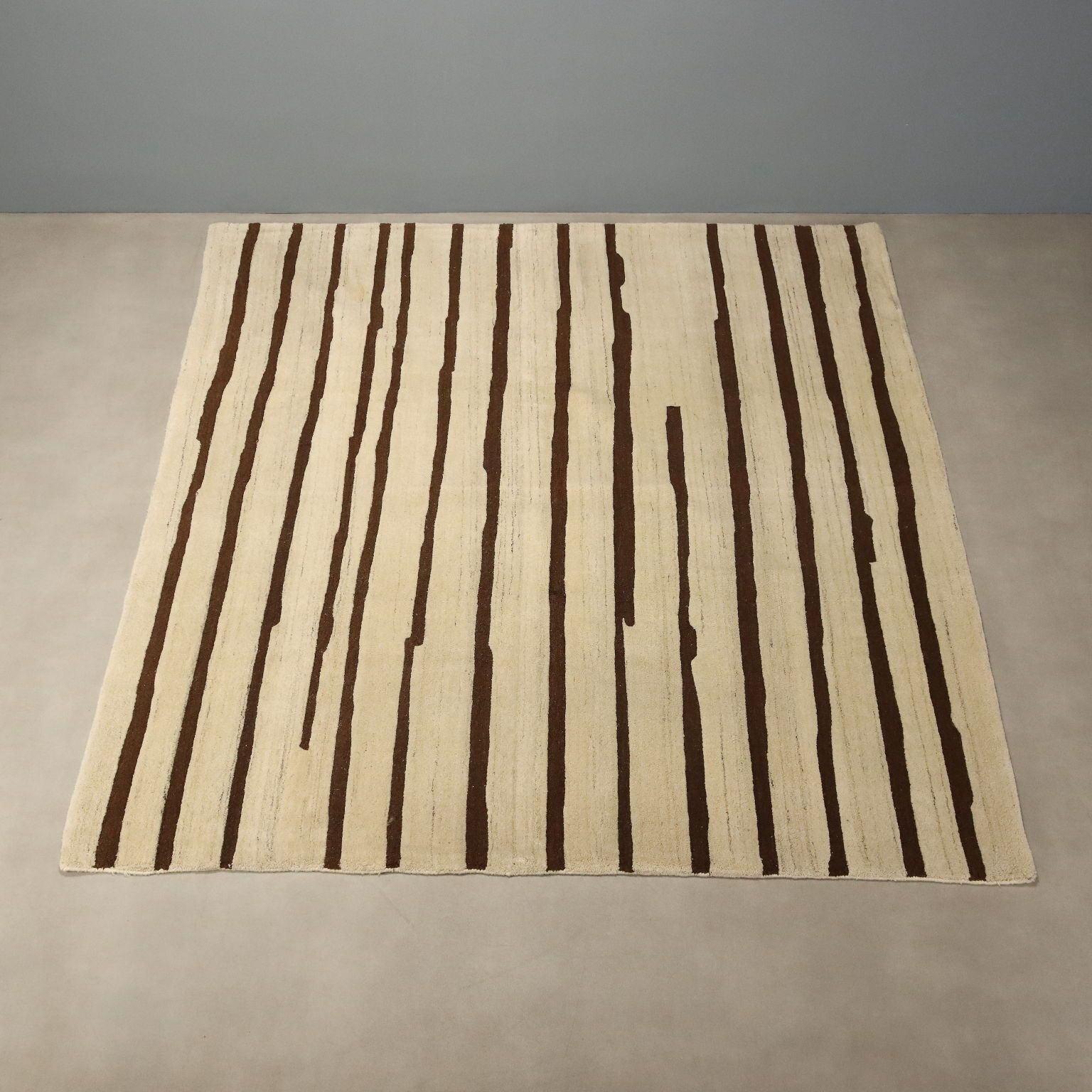 Aziatisch tapijt, wol, zware knoop, handgemaakt, 108 x 100 in photo Textiel