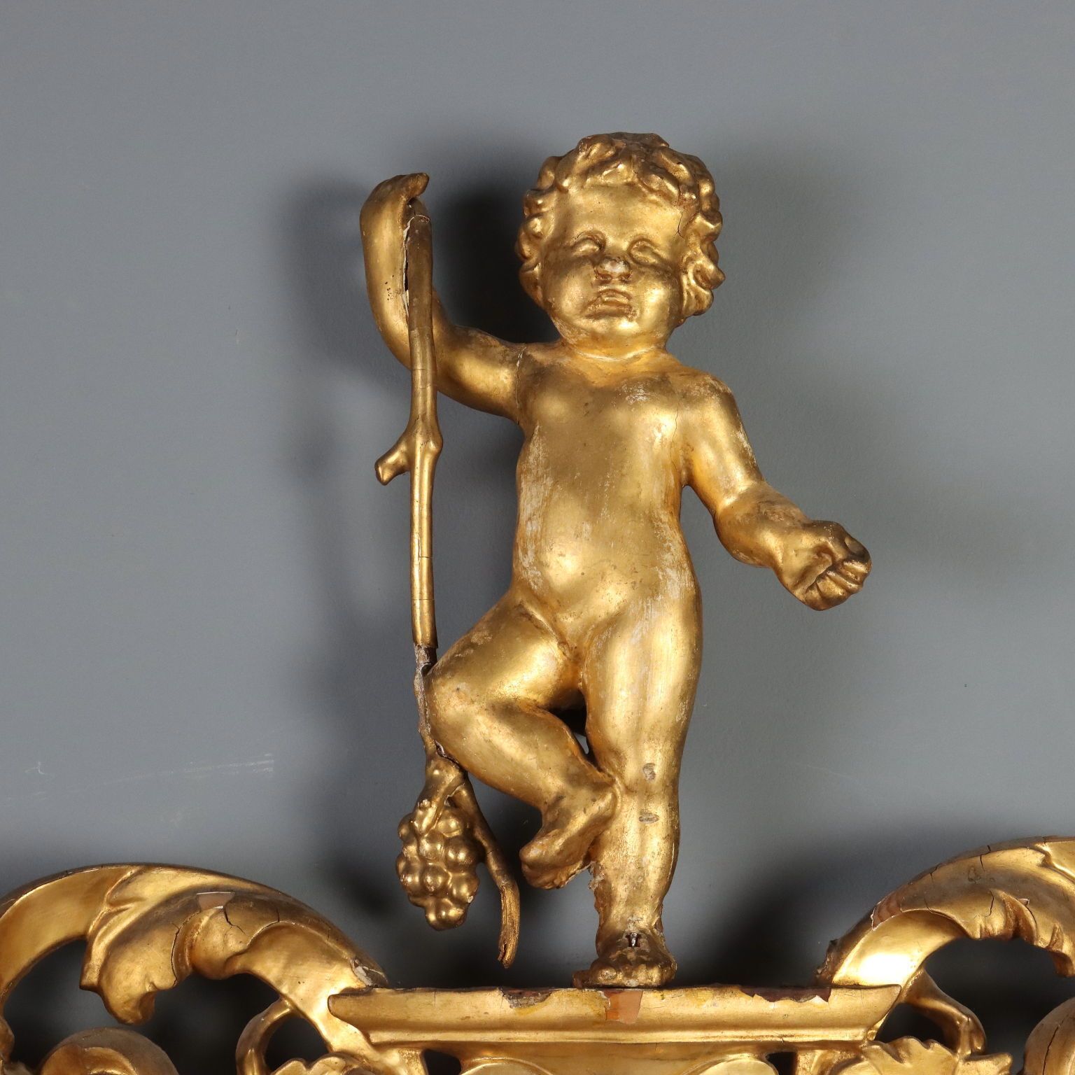 Miroir baroque en bois sculpté doré, Italie, XIXe siècle photo 6660.0