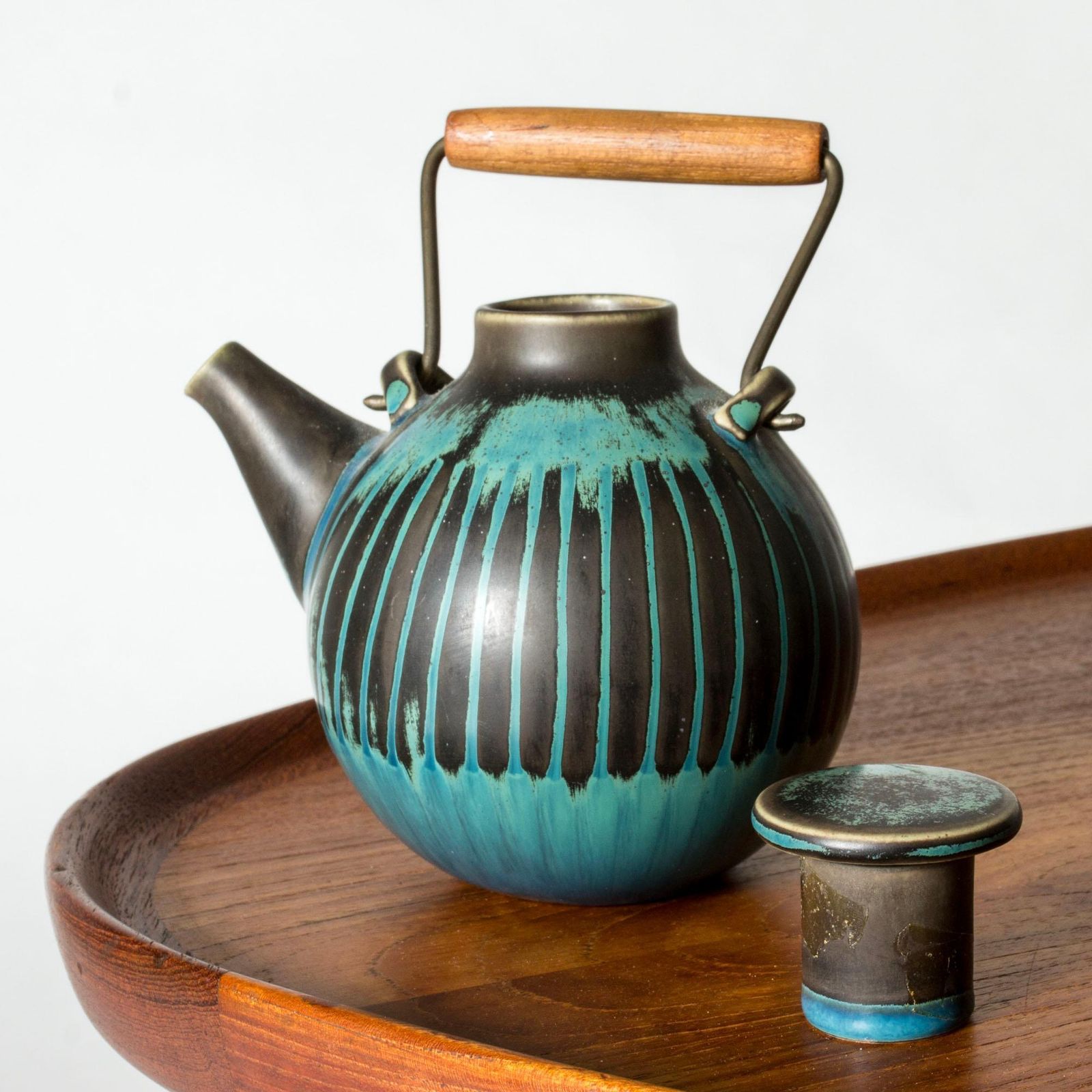 Modernist Stoneware Teapot By Stig Lindberg, Gustavsberg, Sweden, 1950s photo 1636.0