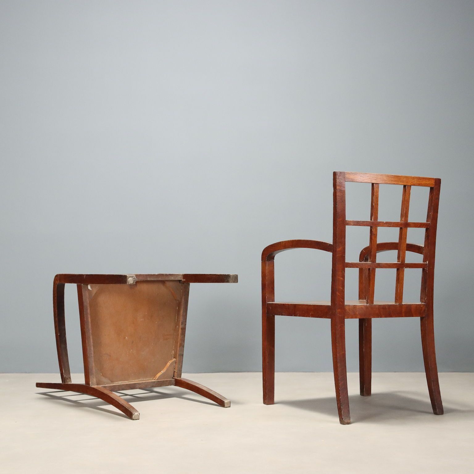 Paire de fauteuils Art déco en chêne, Italie, XXe siècle photo vintage