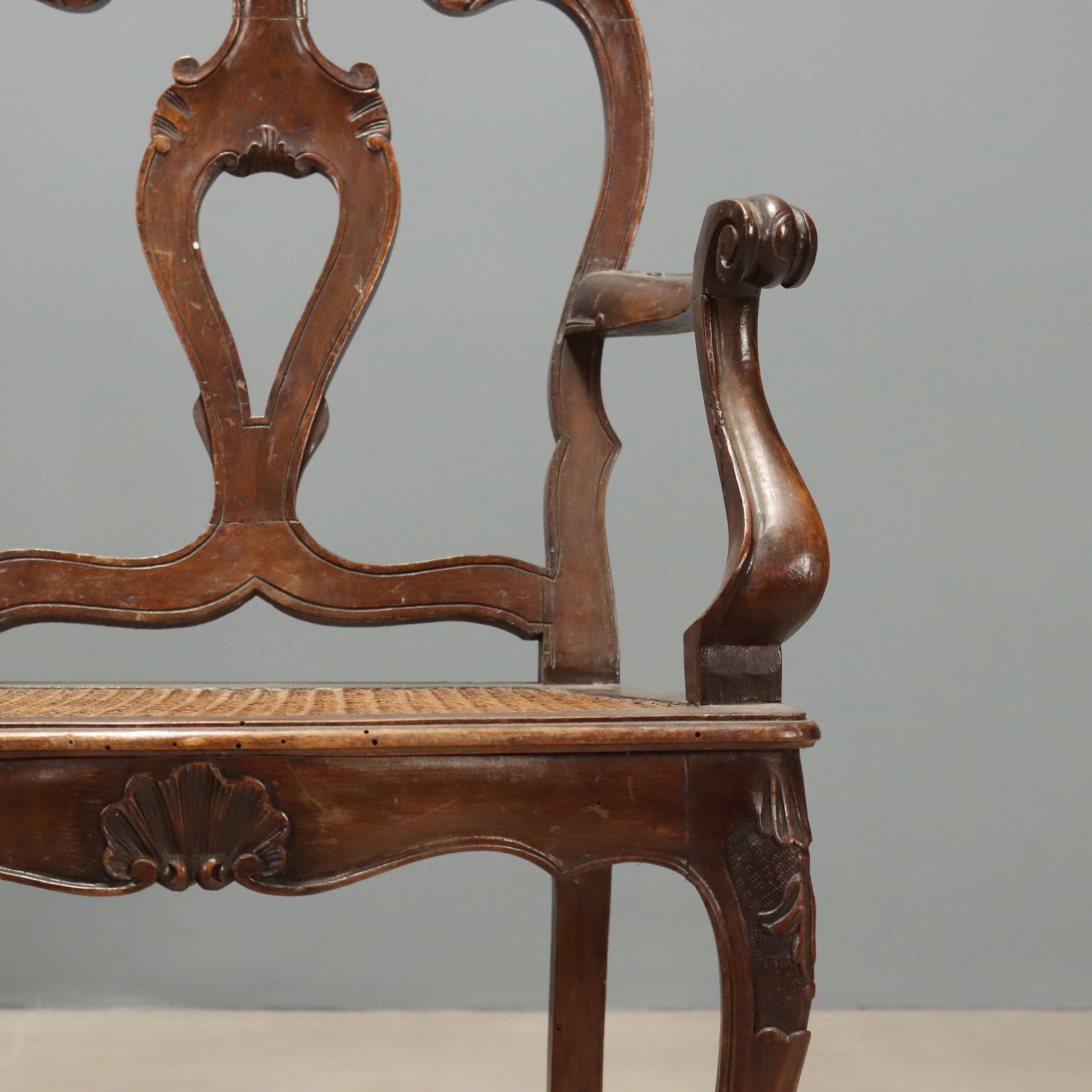 Barokke Fauteuils Walnoot Italië Eind 19e Eeuw photo vinterior