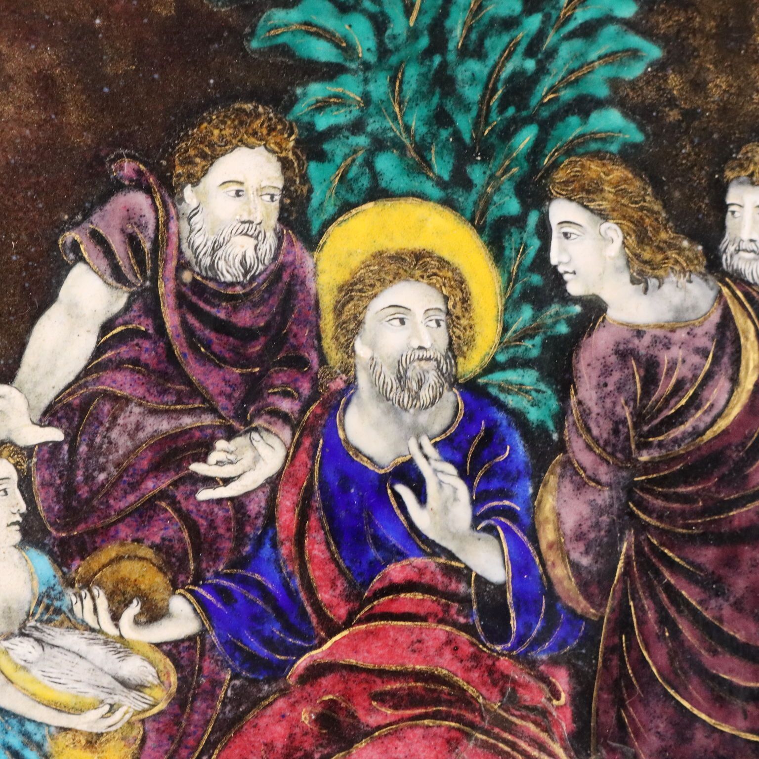 Antique Panel Limoges Enamels On Copper Religious XVII Century photo Art