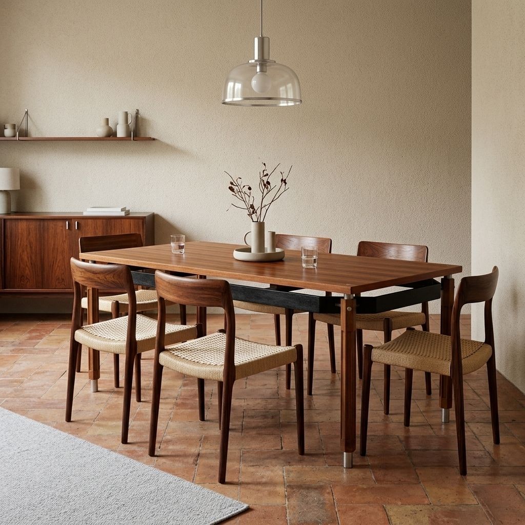 Vintage Table Beech Mahogany Aluminium Design Italy 1960s photo furniture