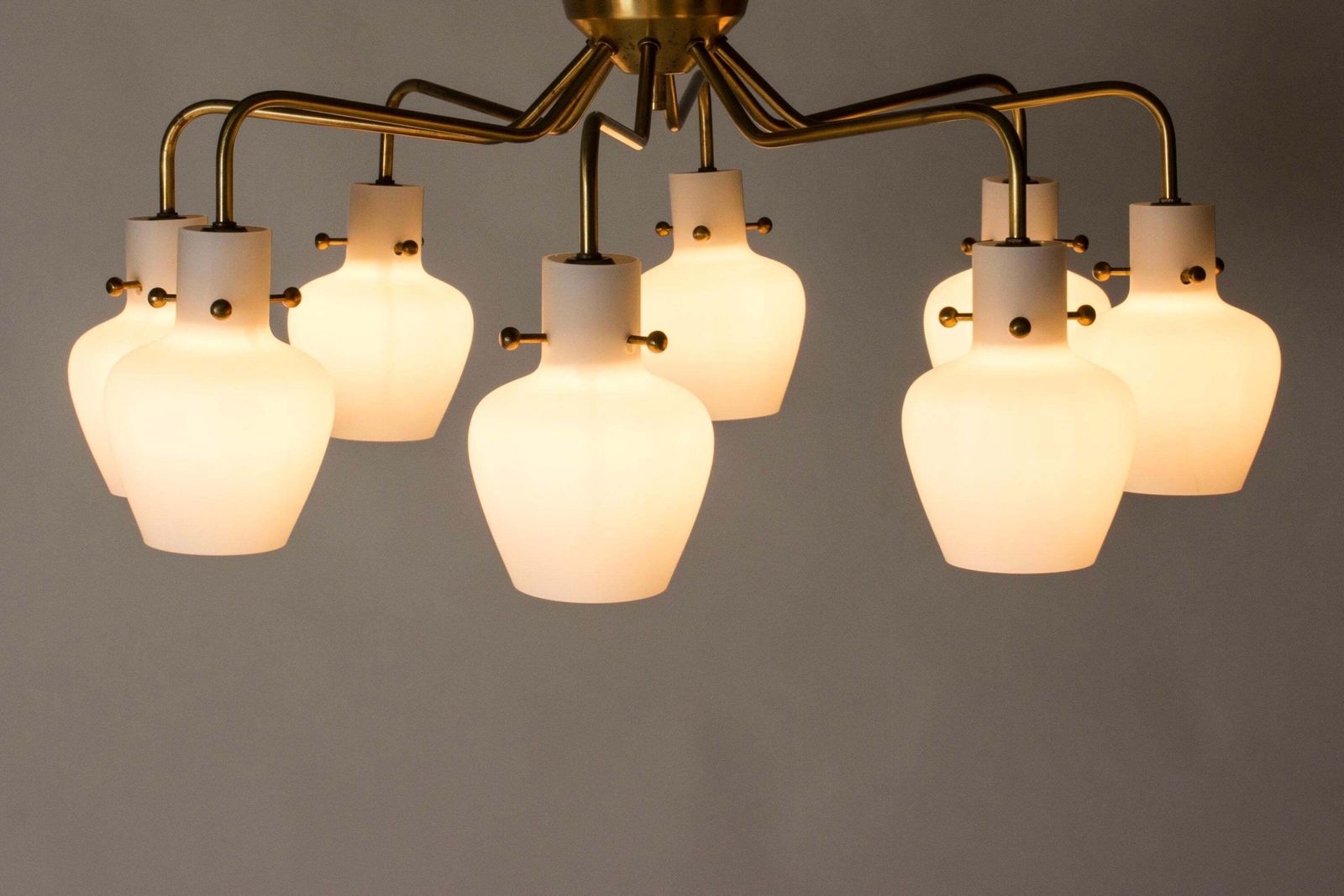Flush Mount Chandelier By Hans Bergström, Ateljé Lyktan, Sweden, 1950s photo for sale