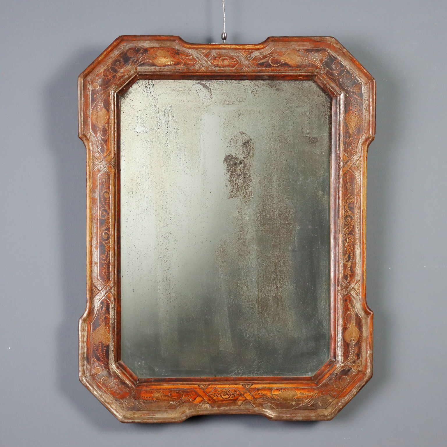 Miroir de cabaret d'époque, argenté, France, XIXe siècle