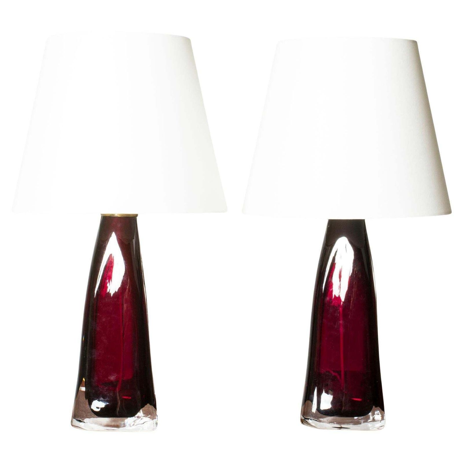 Lampes de table mid-century en verre par Carl Fagerlund, Orrefors, Suède, années 1960