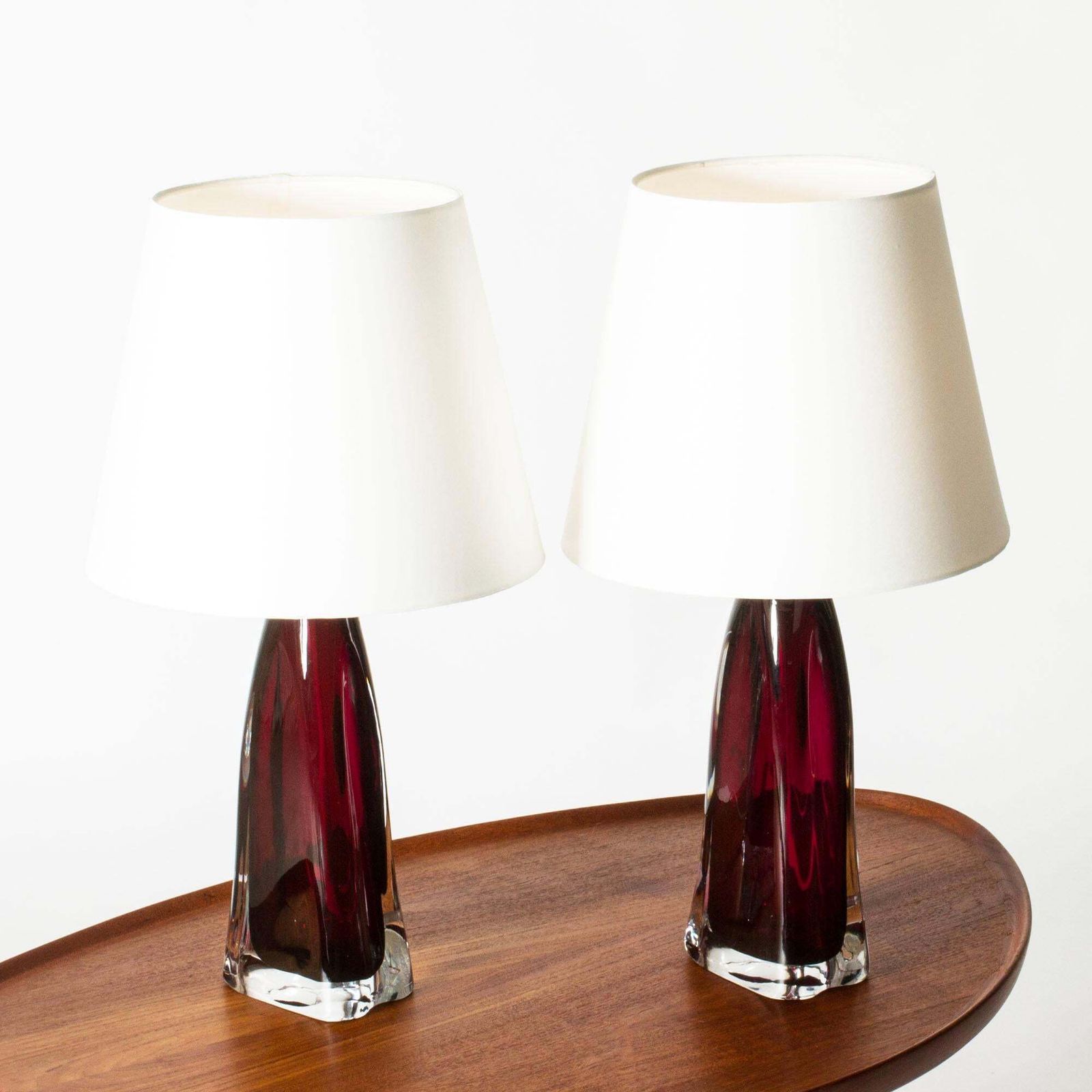 Lampes de table mid-century en verre par Carl Fagerlund, Orrefors, Suède, années 1960 photo for sale