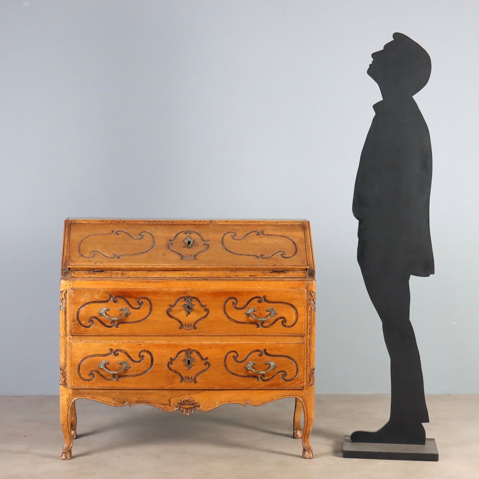 Secrétaire d'époque à abattant en bois ébénisé, 6 tiroirs, XVIIIe siècle photo furniture
