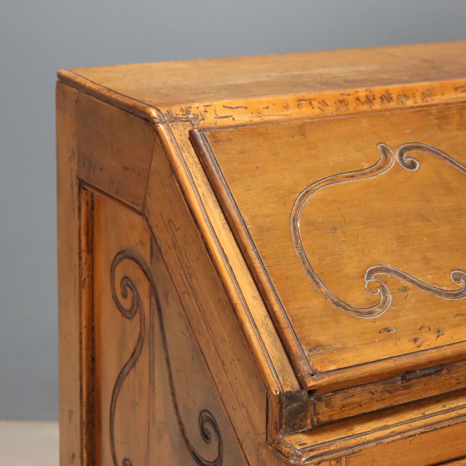 Antique Flap Cabinet Ebonized Wood 6 Drawers XVIII Century photo 1360.0