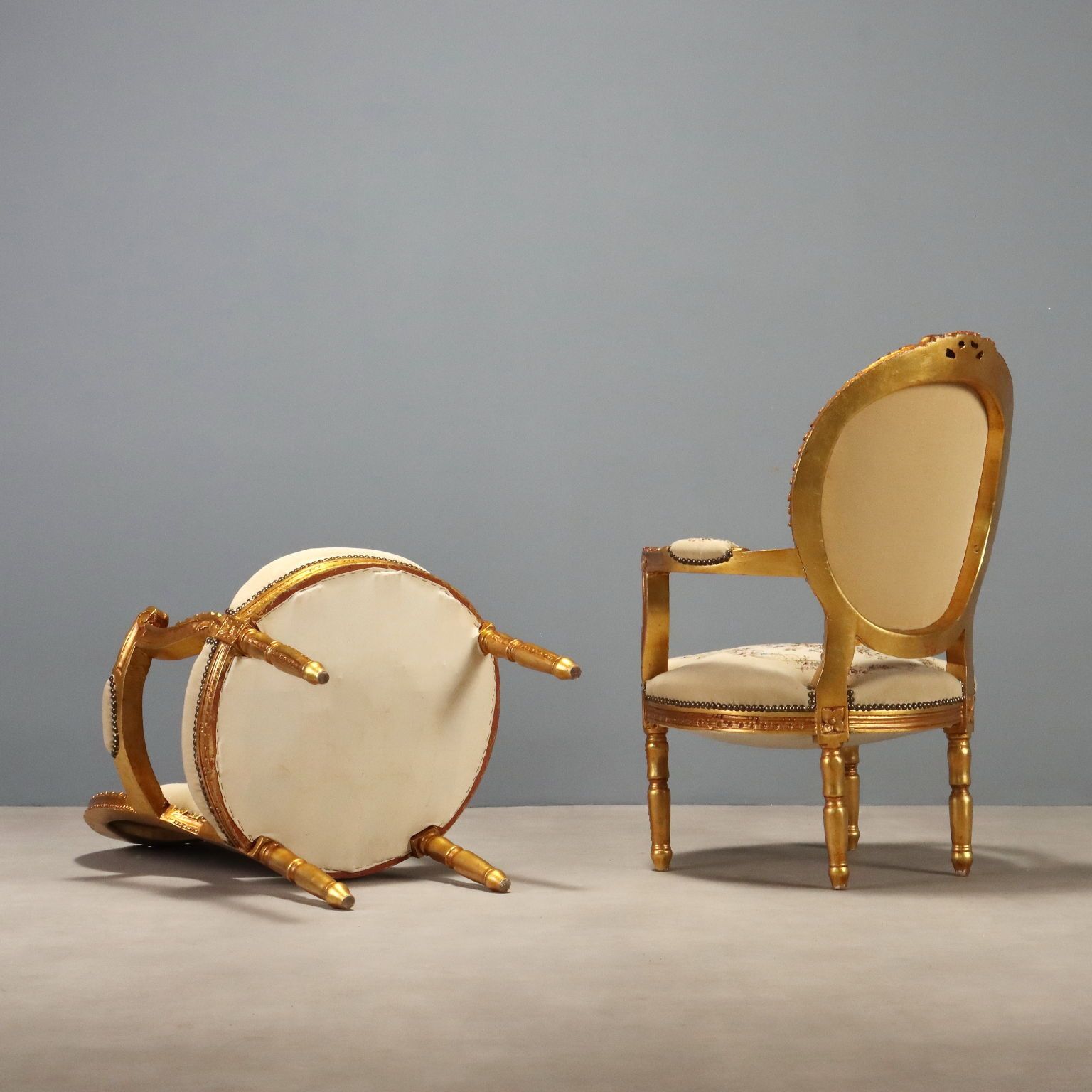 Pair Of Gilt Neoclassical Armchairs photo vintage